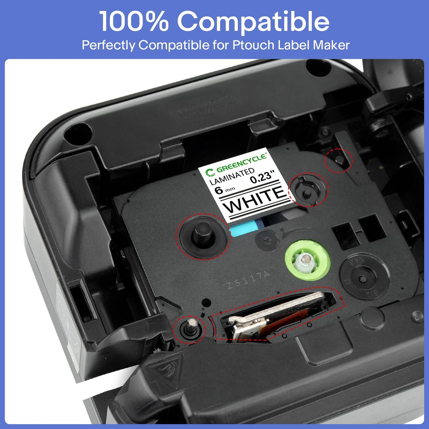 GREENCYCLE 3-Pack Compatible for 1/4" 0.23" 6mm Black on White TZe-211 TZe211 TZ-211 TZ211 Standard
