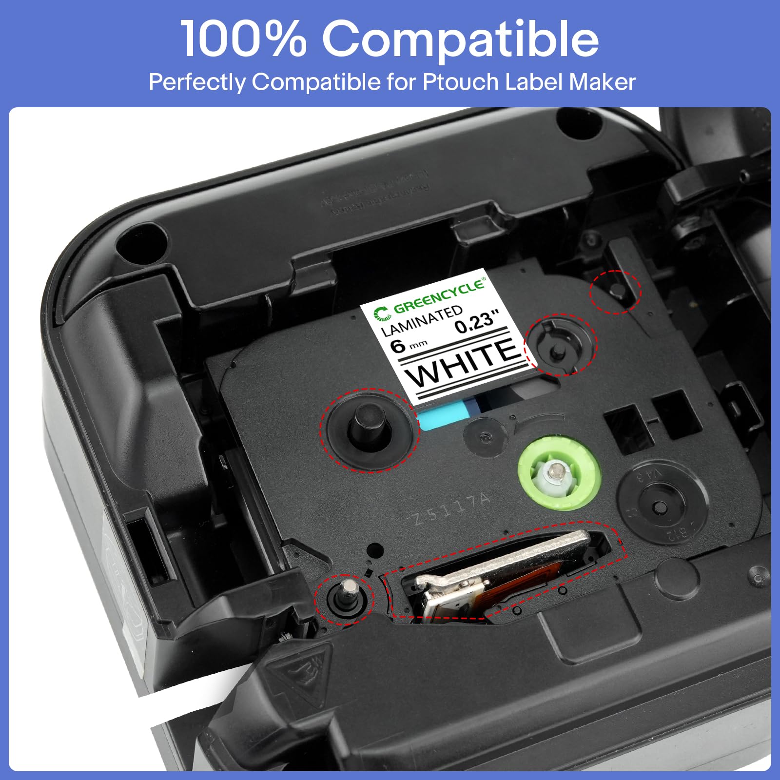 GREENCYCLE 3-Pack Compatible for 1/4" 0.23" 6mm Black on White TZe-211 TZe211 TZ-211 TZ211 Standard