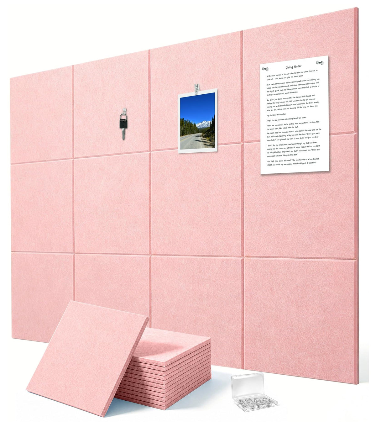 G Gamit 0.47" Thick Felt Wall Tiles 48"x36" Cork Board Alternative 12 Pack 11.81"x11.81"Felt