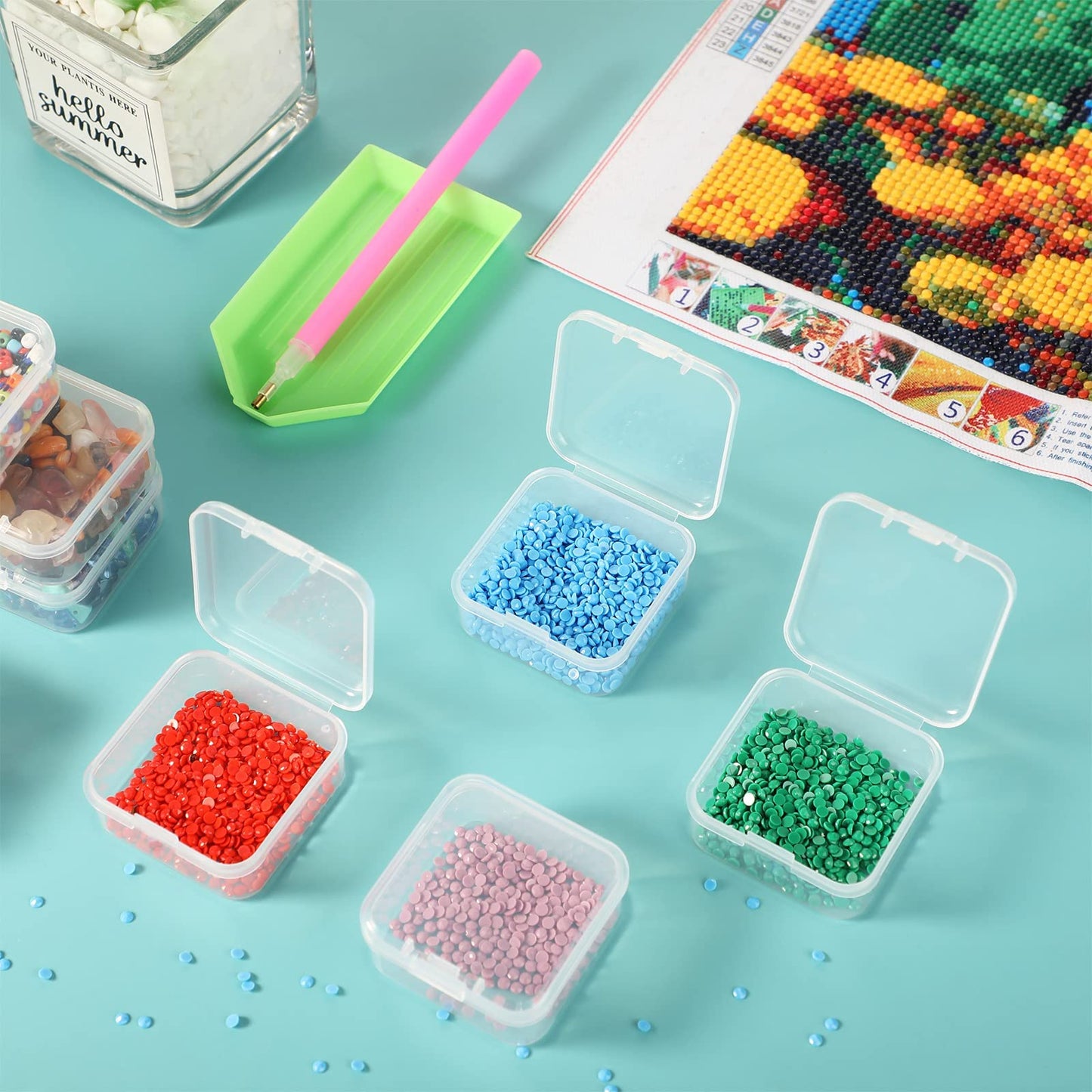 Jetec 120 Pieces Small Clear Plastic Storage Box, 1.7 x 1.7 x 0.8 Inch