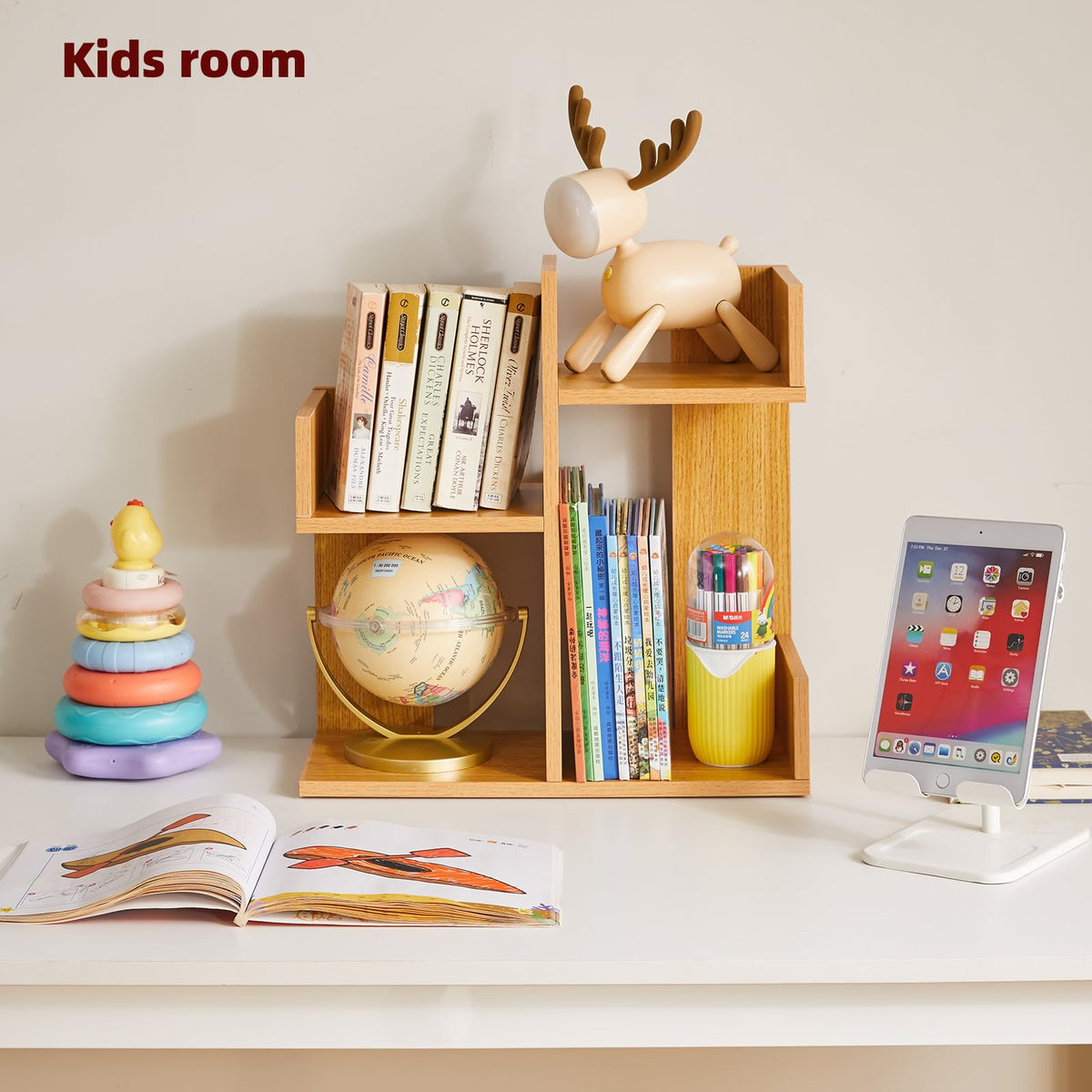Aibiju Short Bookshelf Small Desk Organizer, Cactus Bookshelf Unique Bookcase, Book Display Shelf