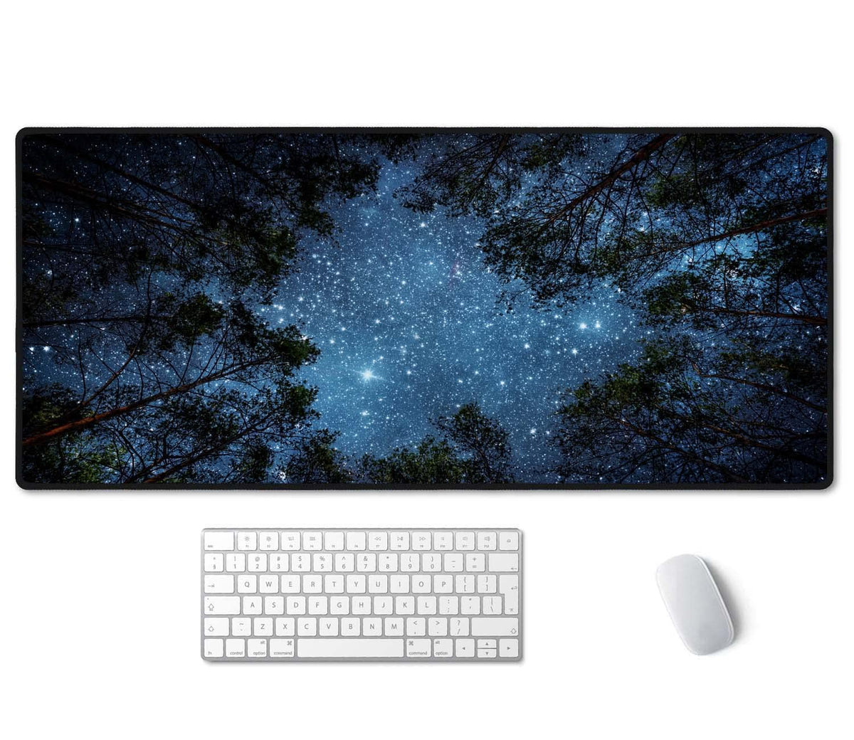 SSOIU The Milky Way and The Trees Mouse Pad 35.5 X 15.7 Inch XXL Night Sky Full Desk Mousepad
