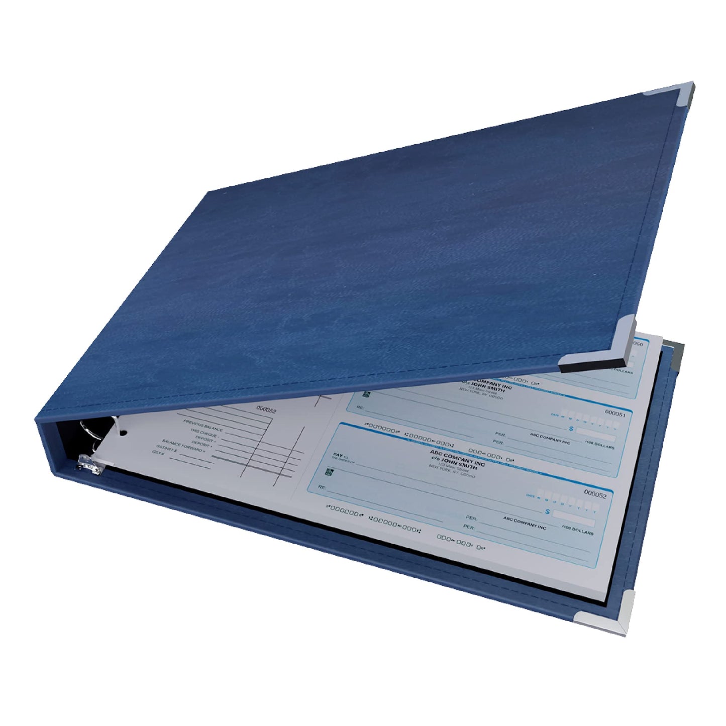 Premium 3UP Business Checkbook Binder, 2" Round Rings, 9.75x14.5, Navy Blue