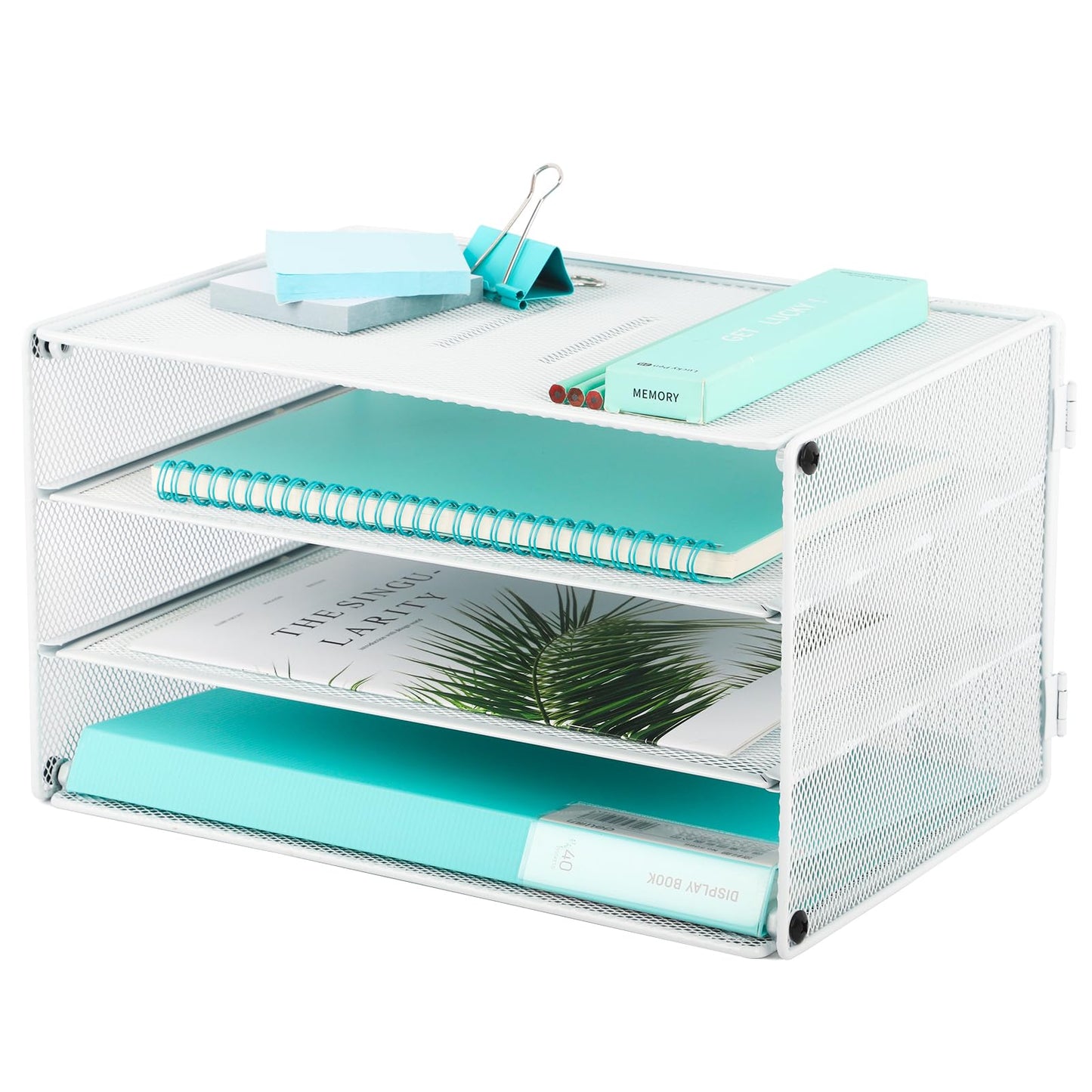 EASEPRES 3 Tier Mesh Desk Organizer Tray, Desktop Mail File Paper Letter Folder Holder Sorter