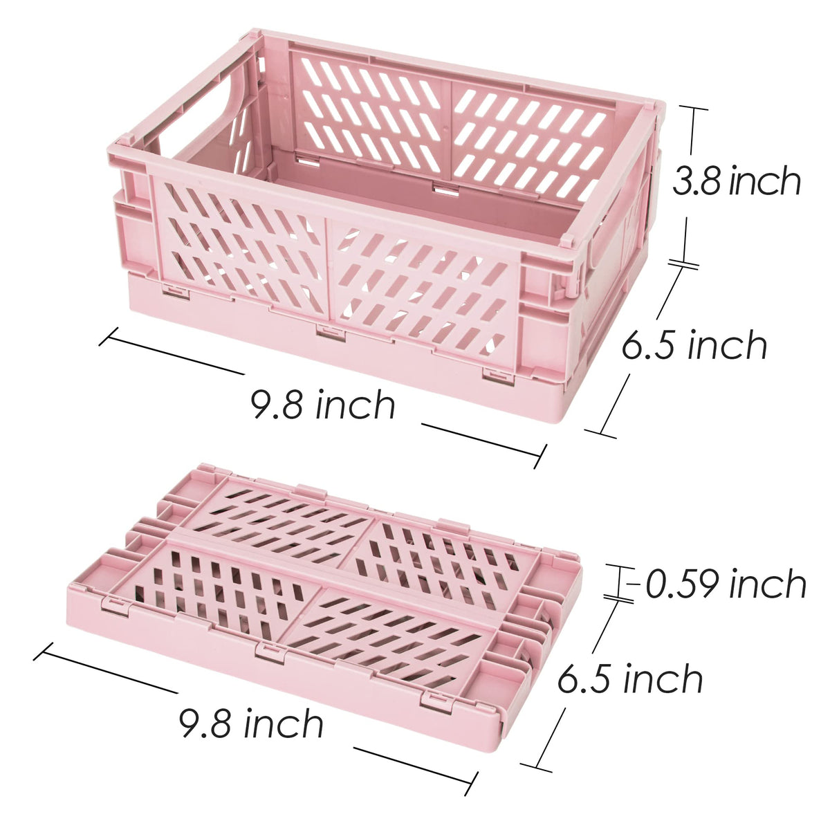 Xuanmuque 5-Pack Collapsible Plastic Storage Baskets for Organizing with Handle, Crate Bin for Desk