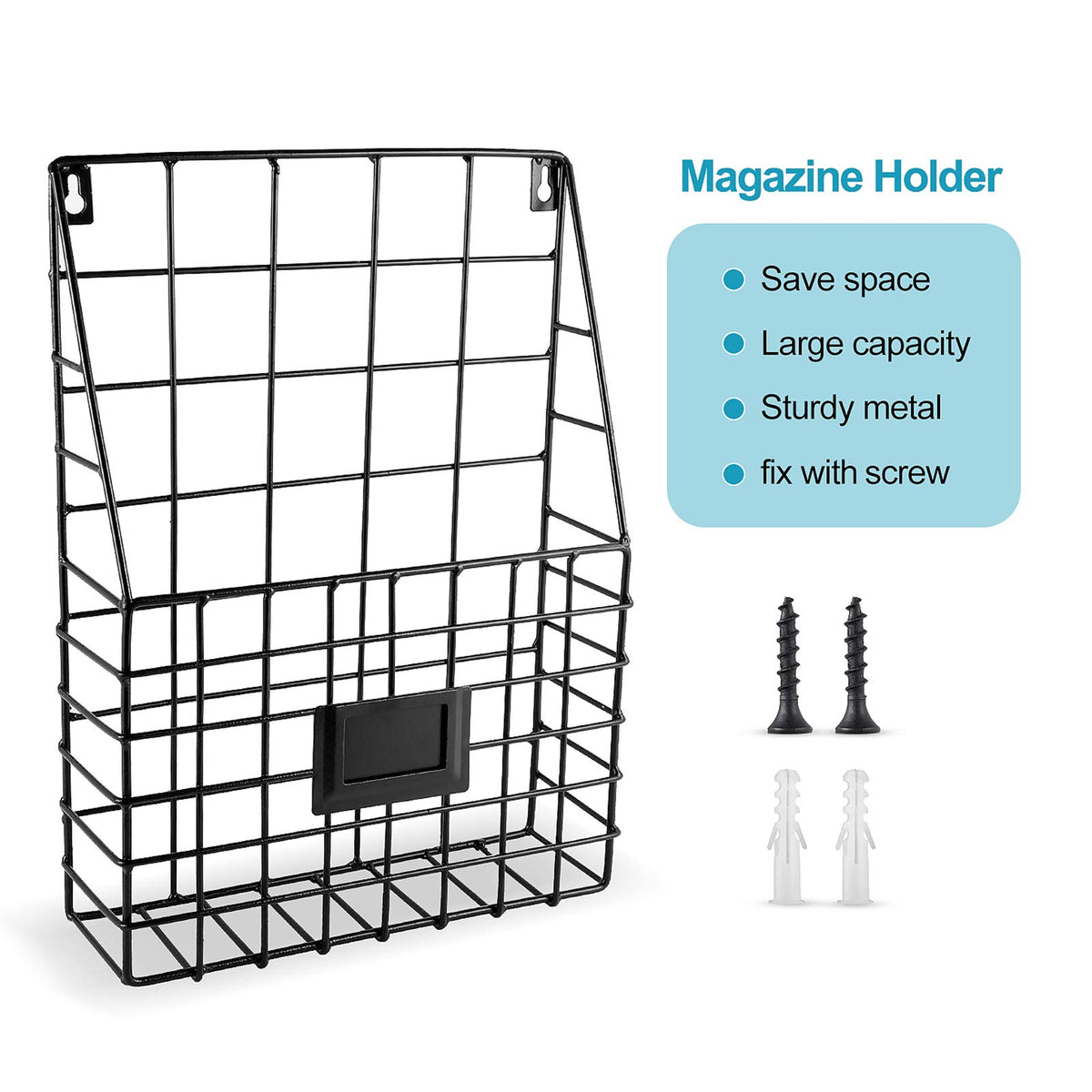 WantuSee Storage Racks, Metal Wire Wall Mounted Magazine Holder, Wall Hanging Organizer holder for
