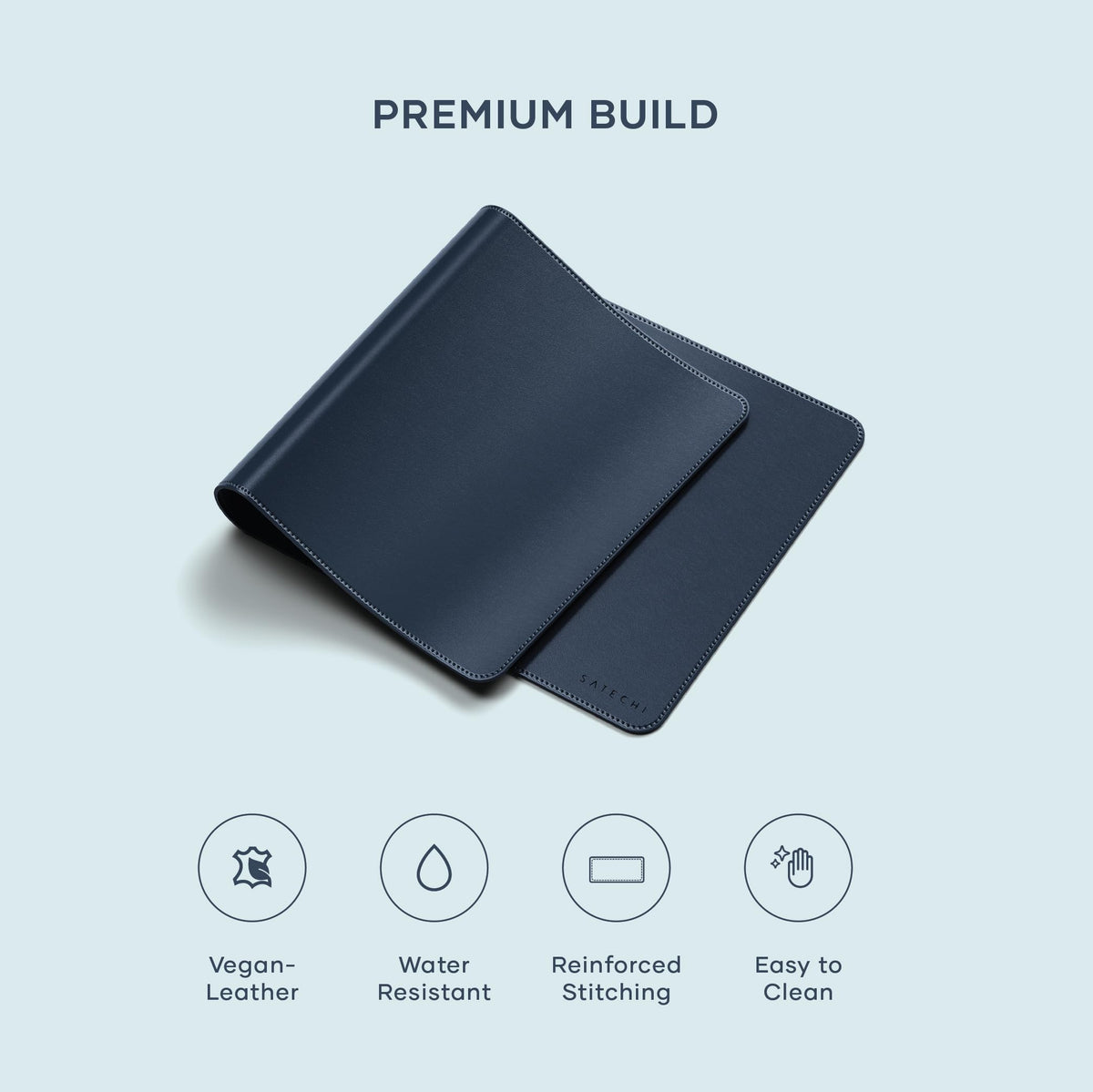 Satechi Vegan-Leather Desk Mat, Scratch and Water Resistant, Blue