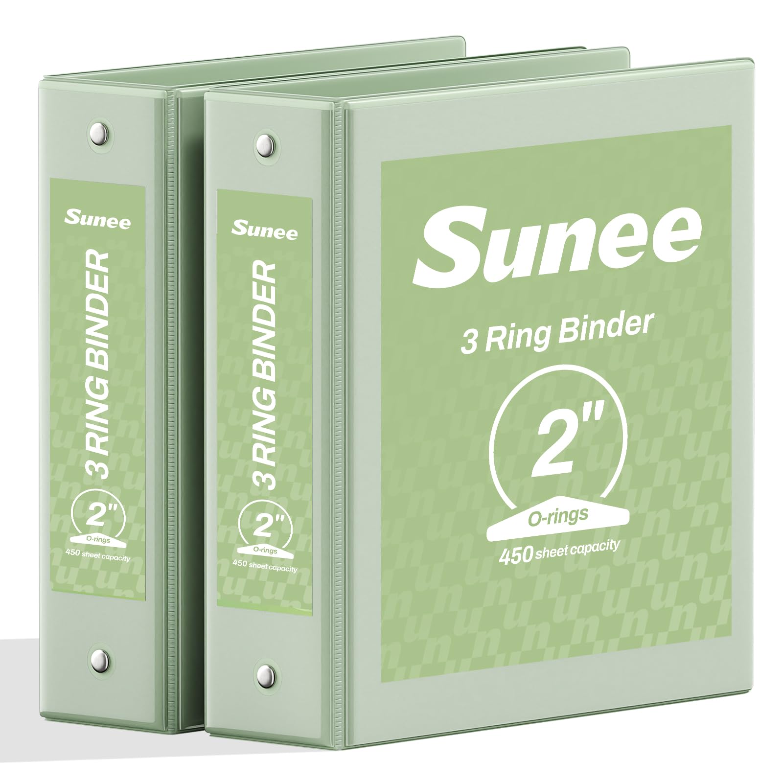 SUNEE 3 Ring Binder 2 Inch 2 Pack, Clear View Three Ring PVC-Free (Fit 8.5x11 Inches) for School or