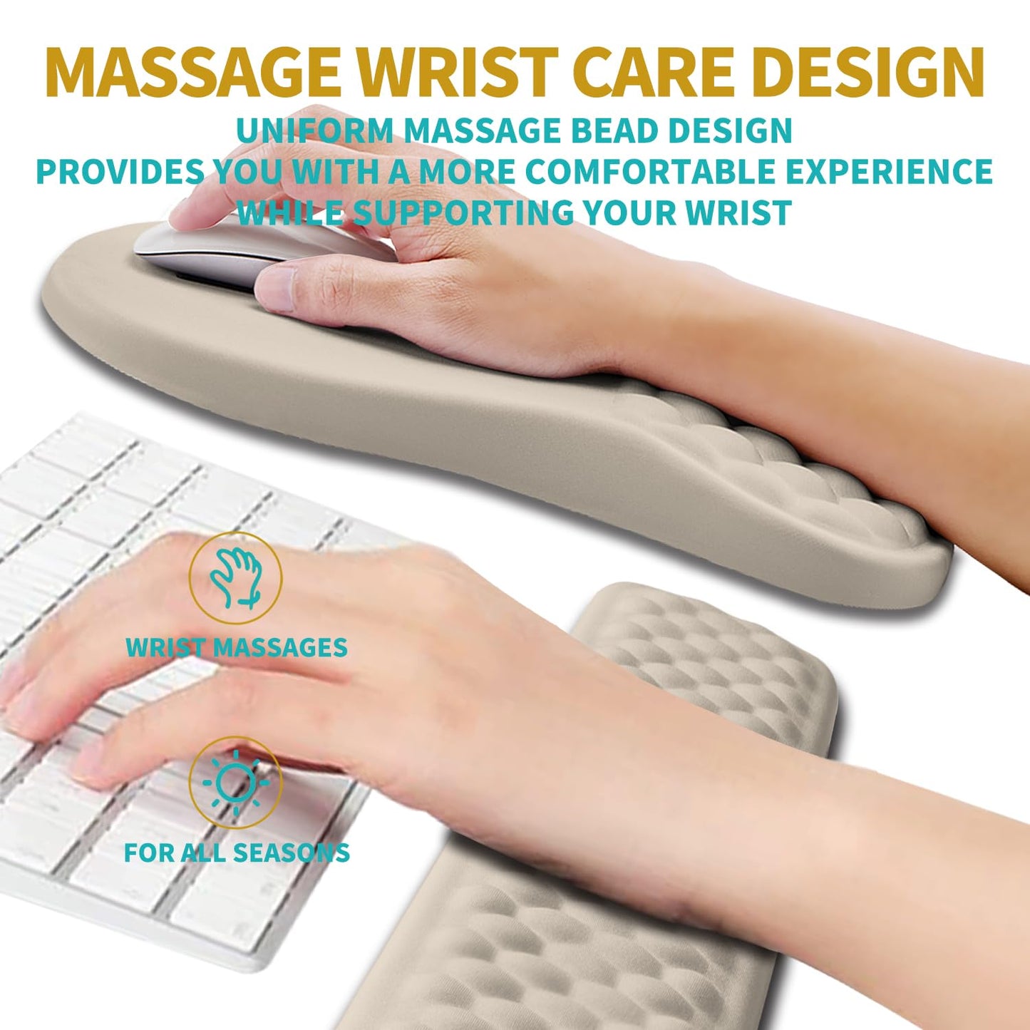 Hokafenle 2 in 1 Ergonomic Mouse Pad Wrist Support & Wrist Rest for Computer Keyboard Set, with