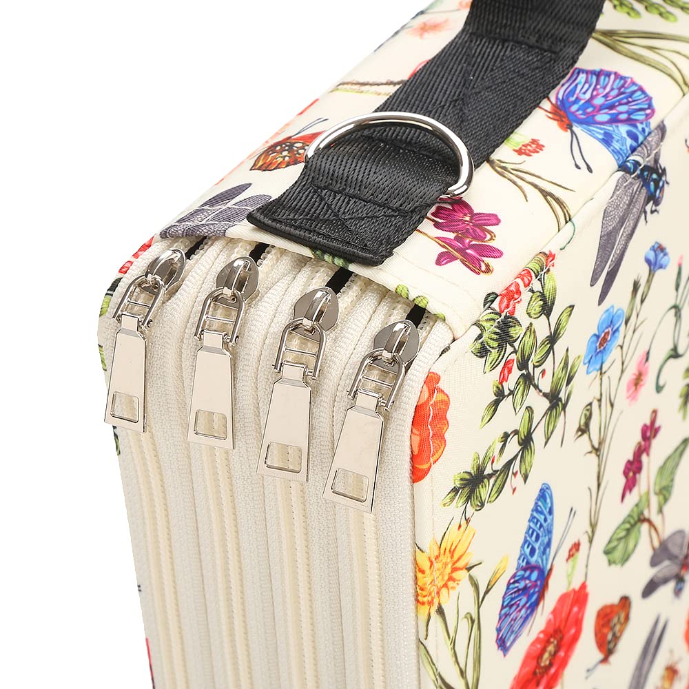 Lbxgap 384 Slots Pencil Case, 4-Layer Organizer with Shoulder Strap