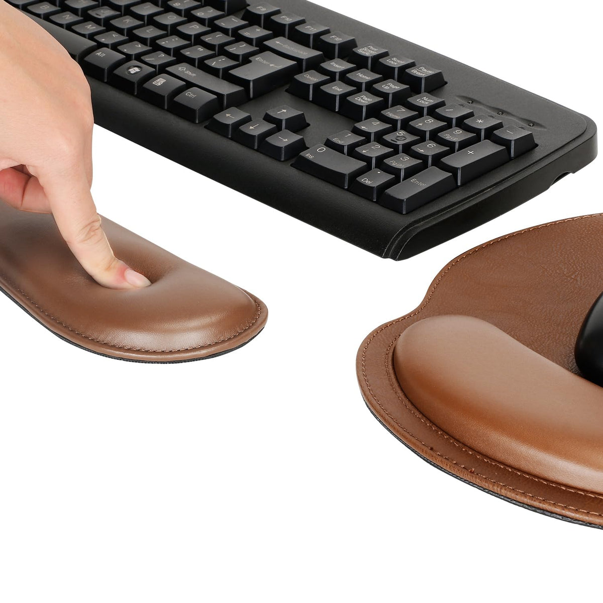 RICHEN Ergonomic PU Leather Keyboard Wrist Rest and Mouse Pad with Wrist Support, Memory Foam Set