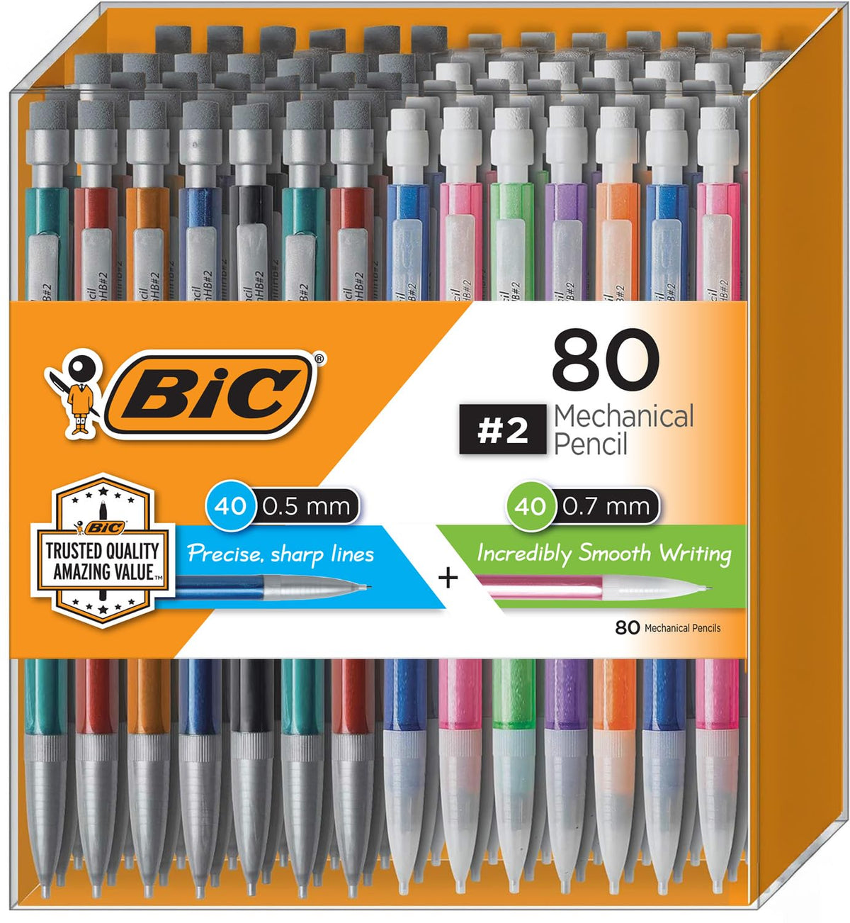 BIC Mechanical Pencils #2 Extra Smooth, 0.7mm & 0.5mm, 80 Pack