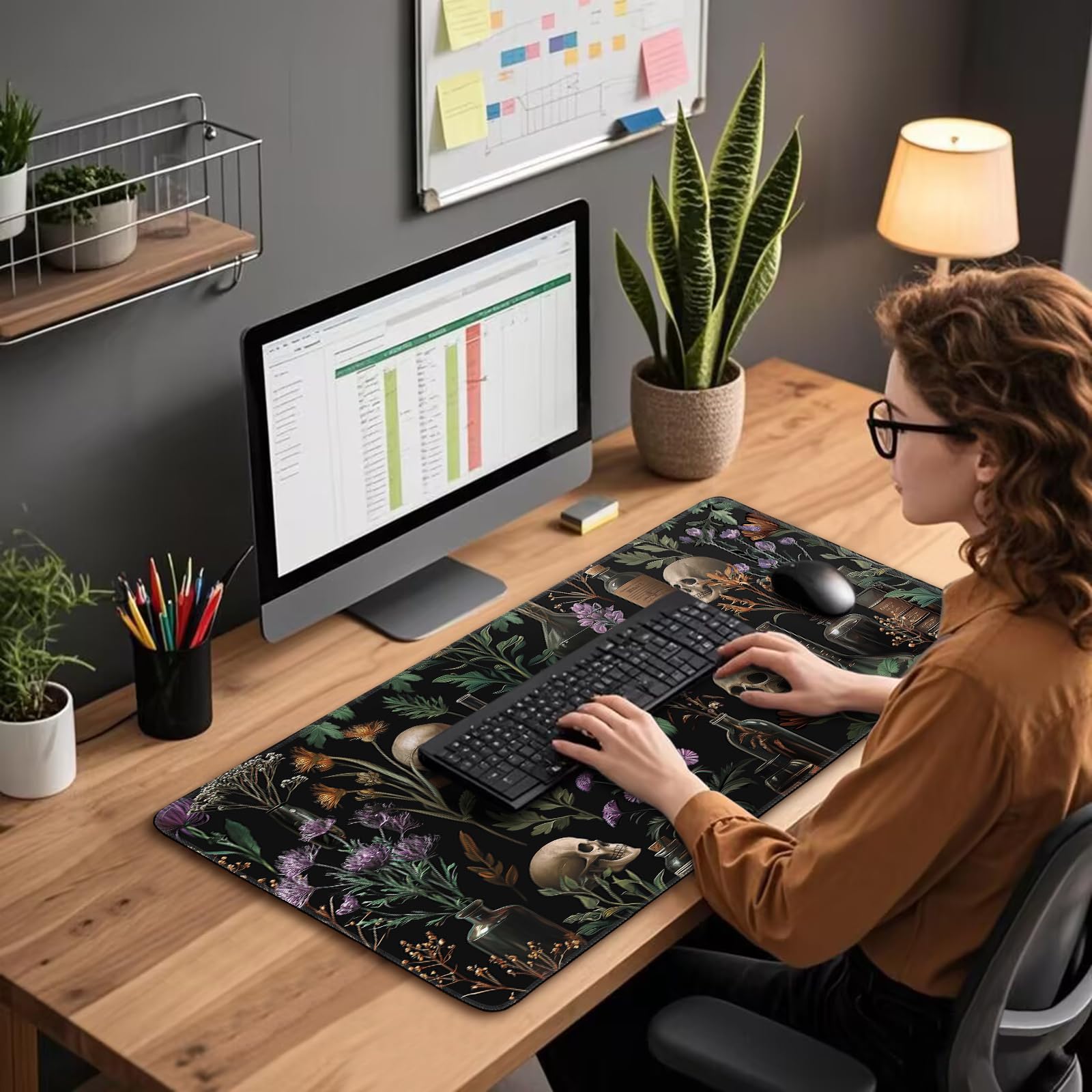 Mcapirivo Goth Floral Mystical Large Gaming Mouse Pad Desk Mat 31.5"x15.7"