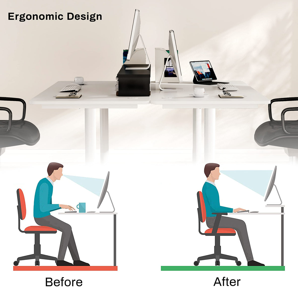 EUREKA ERGONOMIC Dual Monitor Stand Adjustable Carbon Fiber