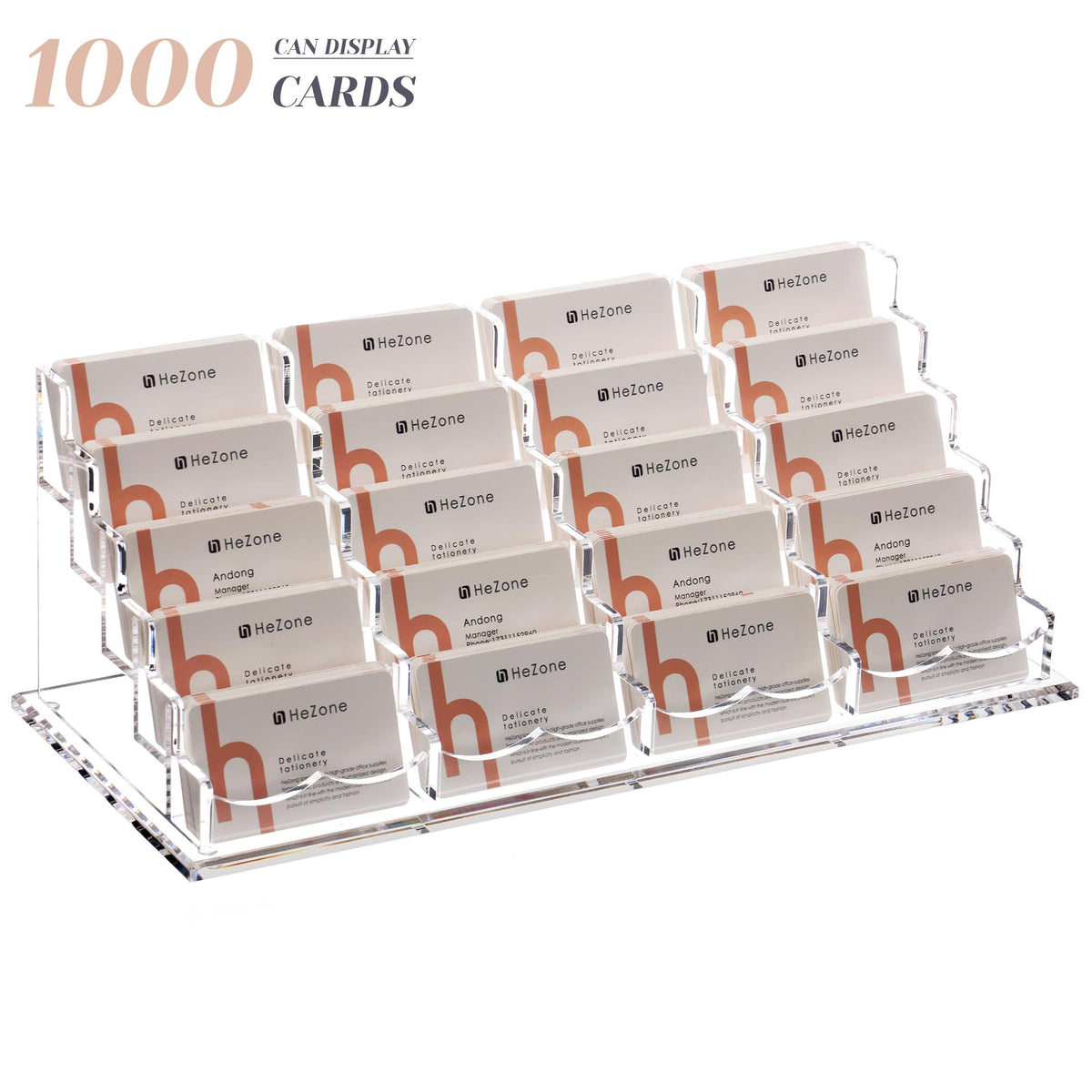 HeZone Business Card Holder for Desk Multiple Cards Display Stand Rack for Women and Men Clear
