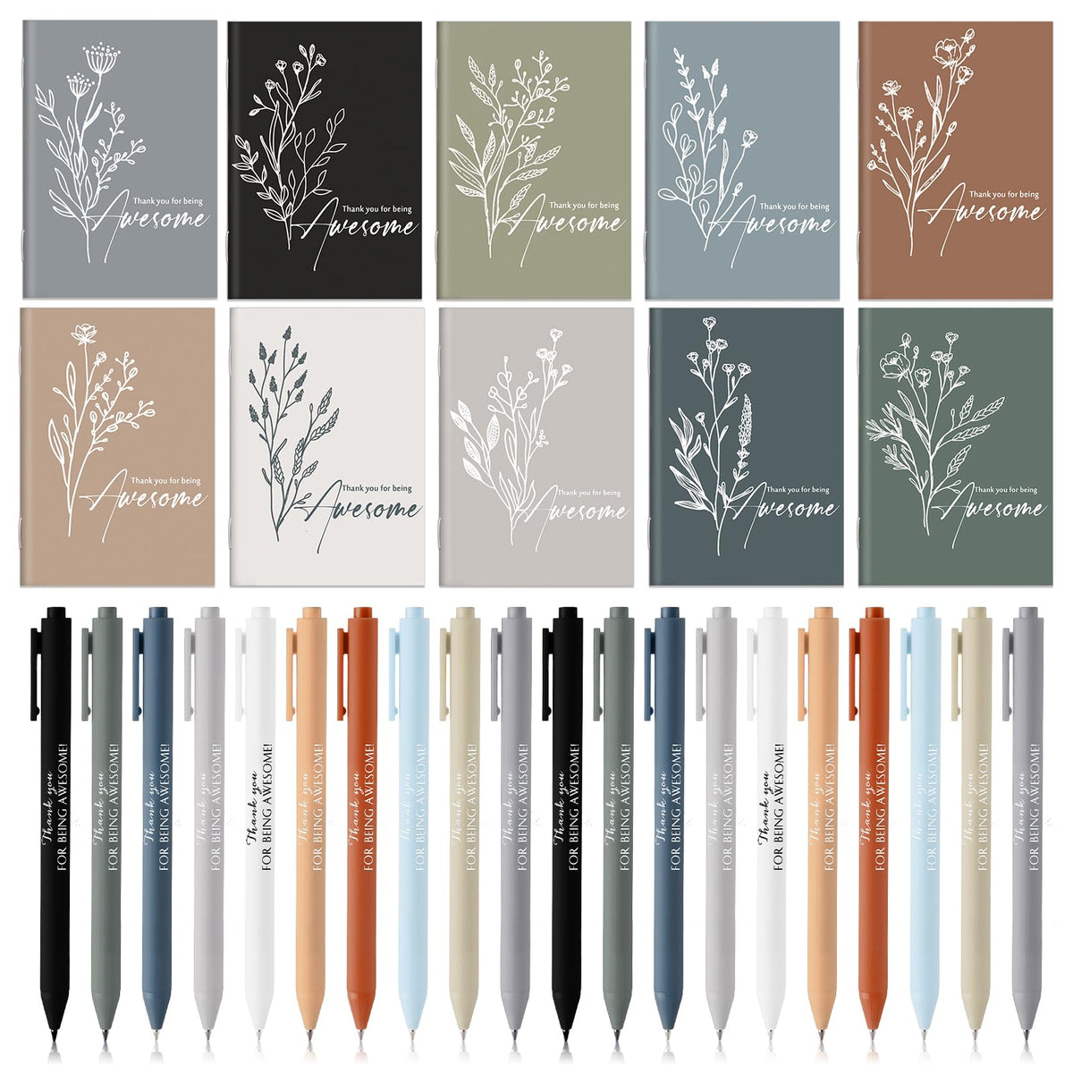 100 Pcs Employee Appreciation Inspirational Notebook Ballpoint, Awesome