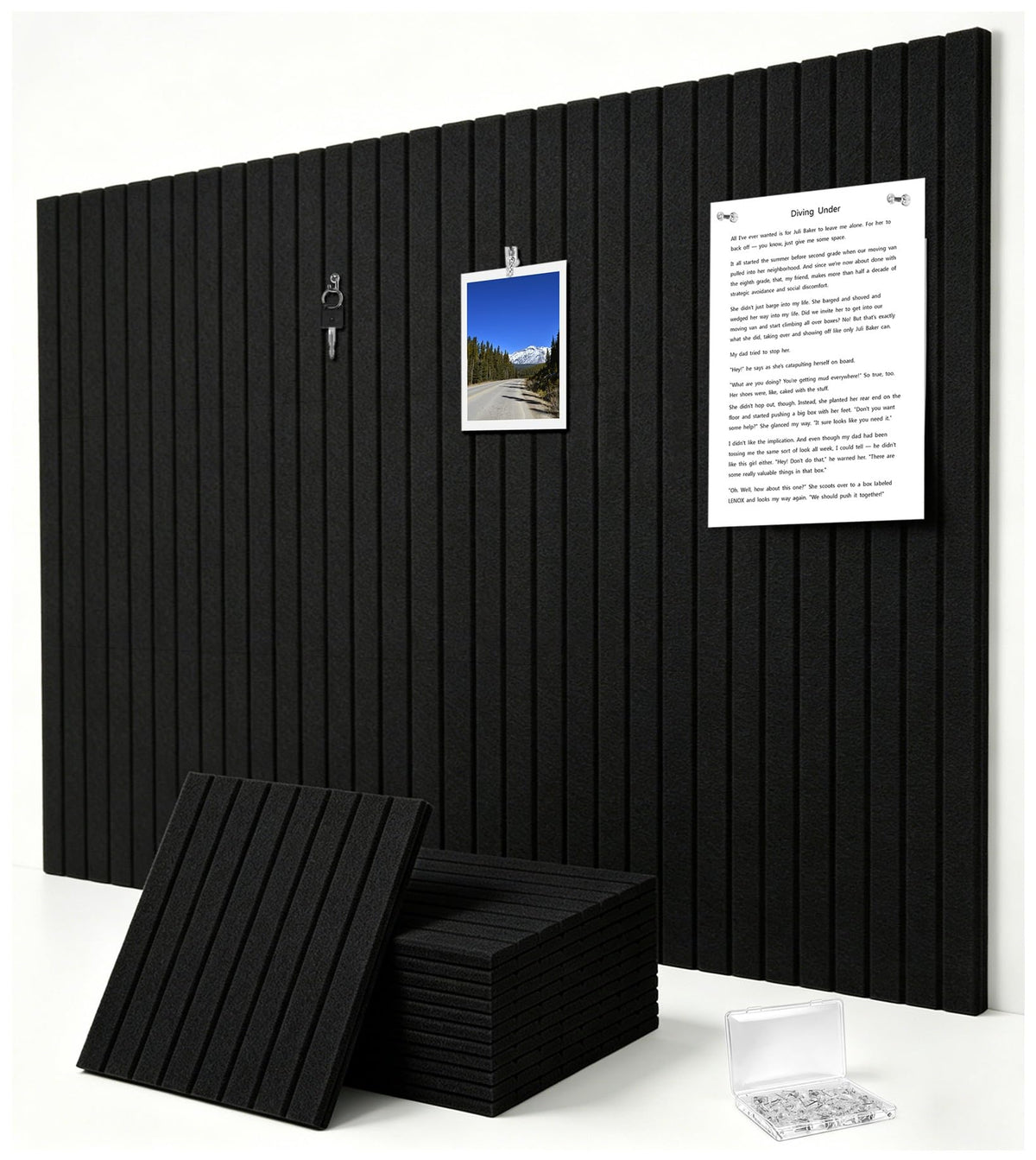 G Gamit 0.47" Thick Felt Pin Board 48"x36" Large Cork Board Alternative 12 Pack 11.81"x11.81"Felt