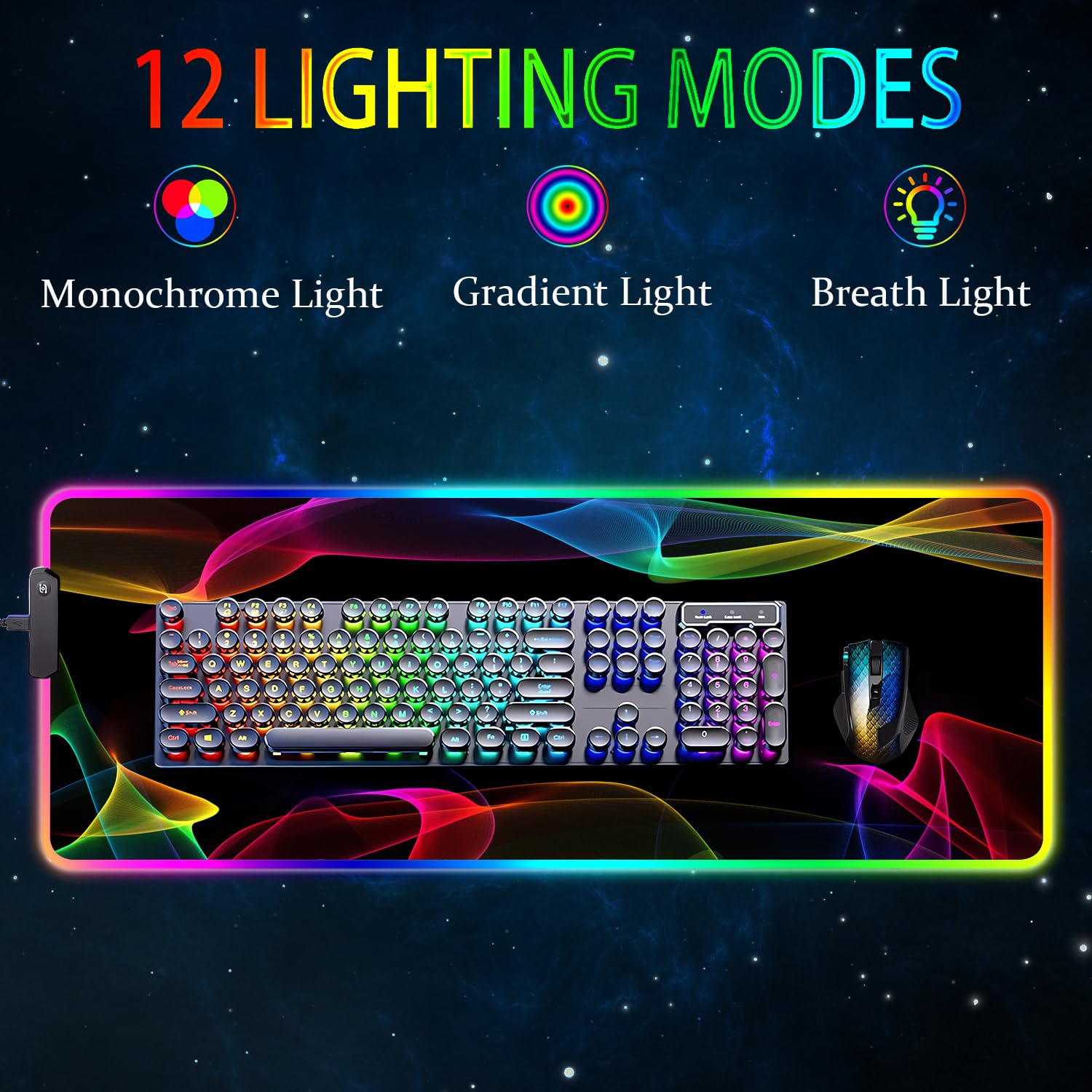 Armanza RGB Gaming Mouse Pad, Large Mousepad with Led Light, Gaming Accessories Keyboard Pad for