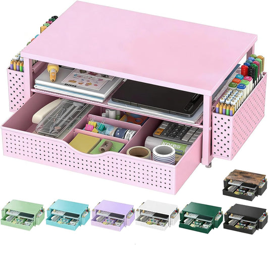 Spacrea Desk Organizers and Accessories, Printer Stand with Storage, Pink