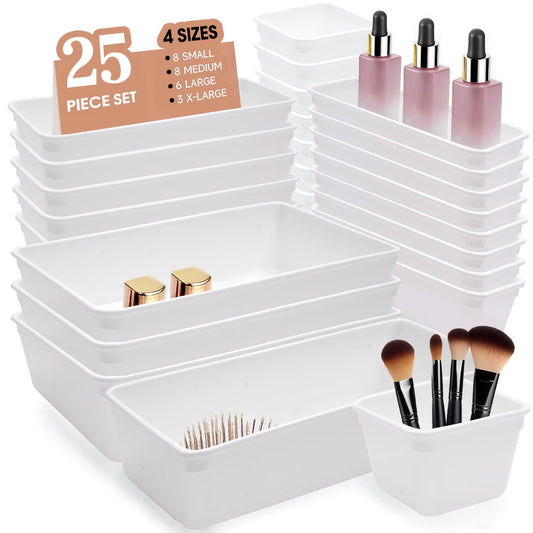 Trotianingyu Kitchen Desk Drawer Organizers Storage for Office, Small Acrylic Vanity Trays Makeup