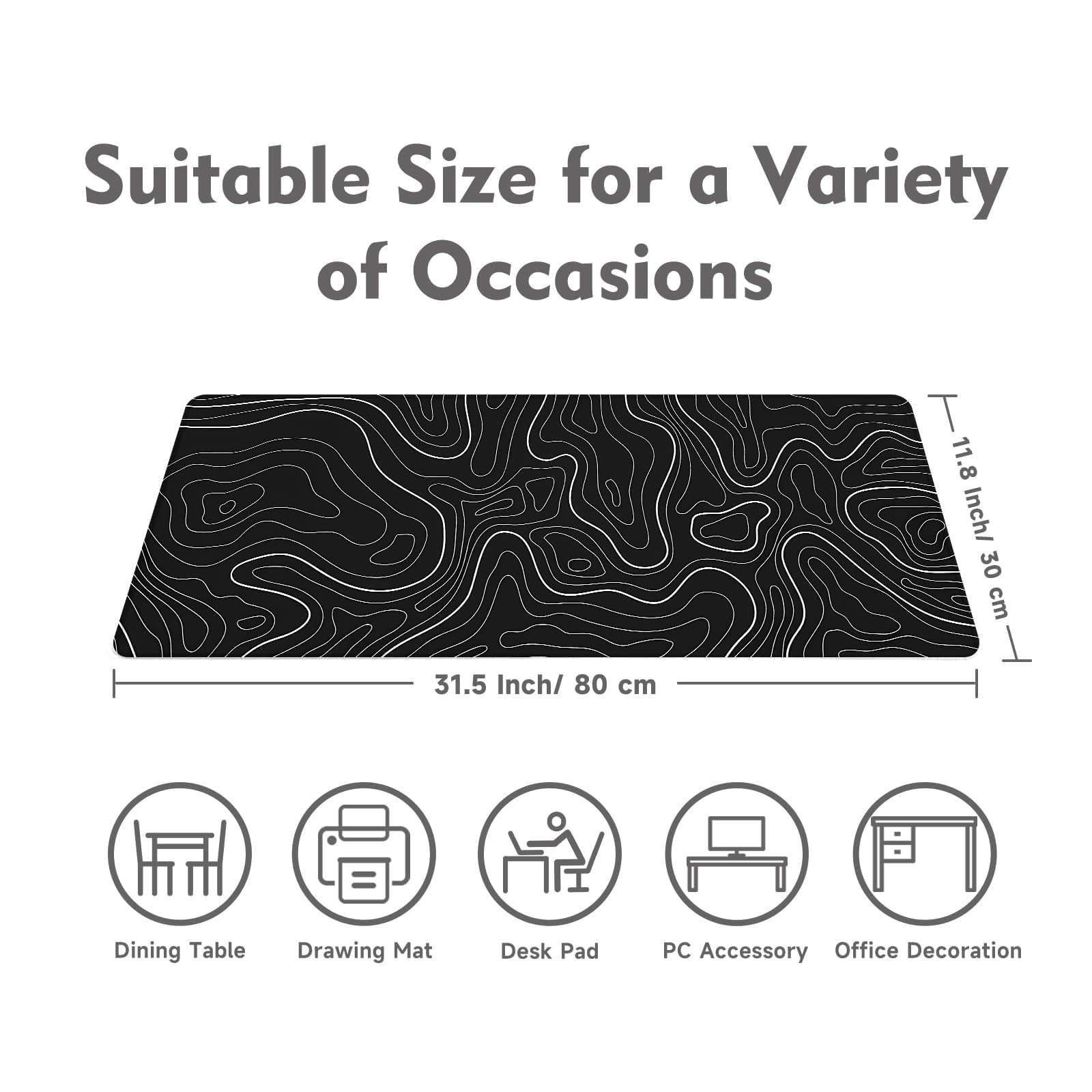 Desk Mat Gaming Mouse Pad Desk Pad XL Large Mouse Mat Office Decor Accessories (Black Geometric)