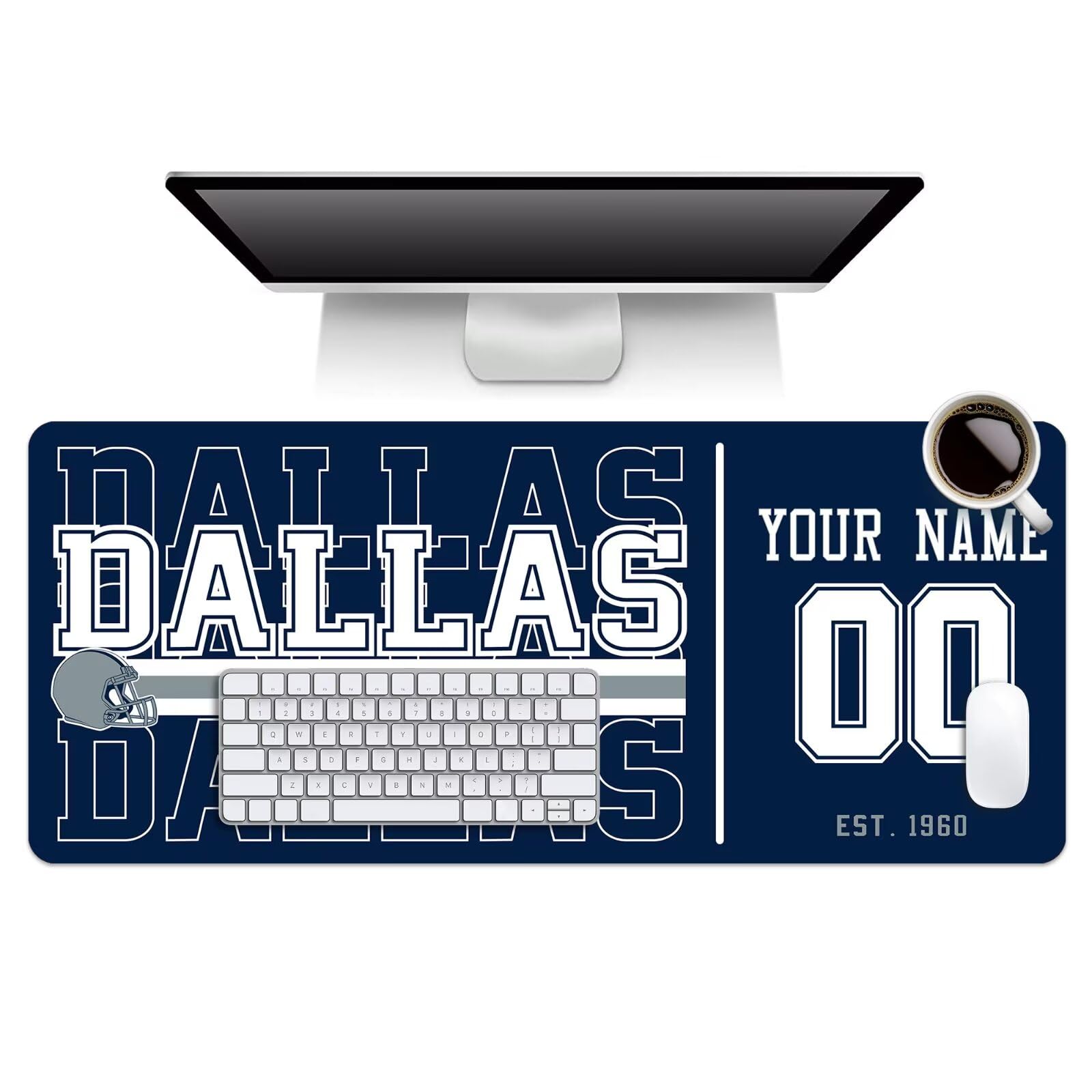 ANTKING Dallas Mouse Pad Custom Name and Number Desk Pad for Men Women Youth Gifts