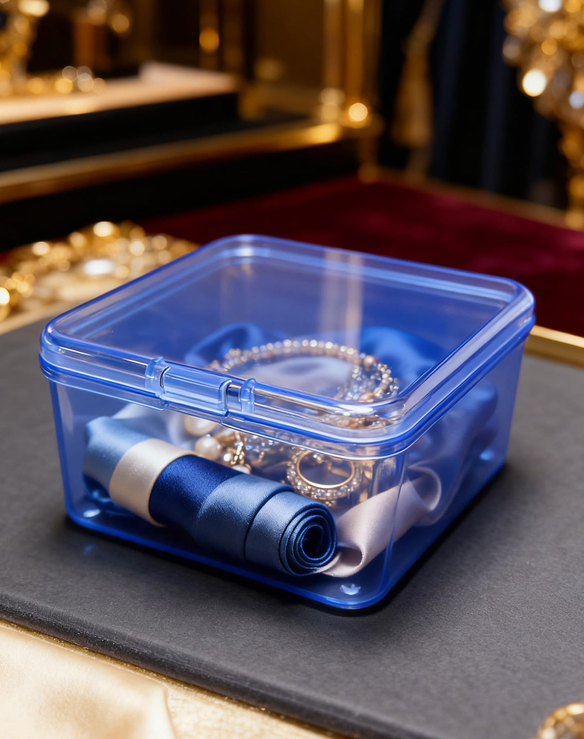 LJY 60 Blue Square Plastic Boxes, 2.5 x 2.5 x 1.4 in for Buttons