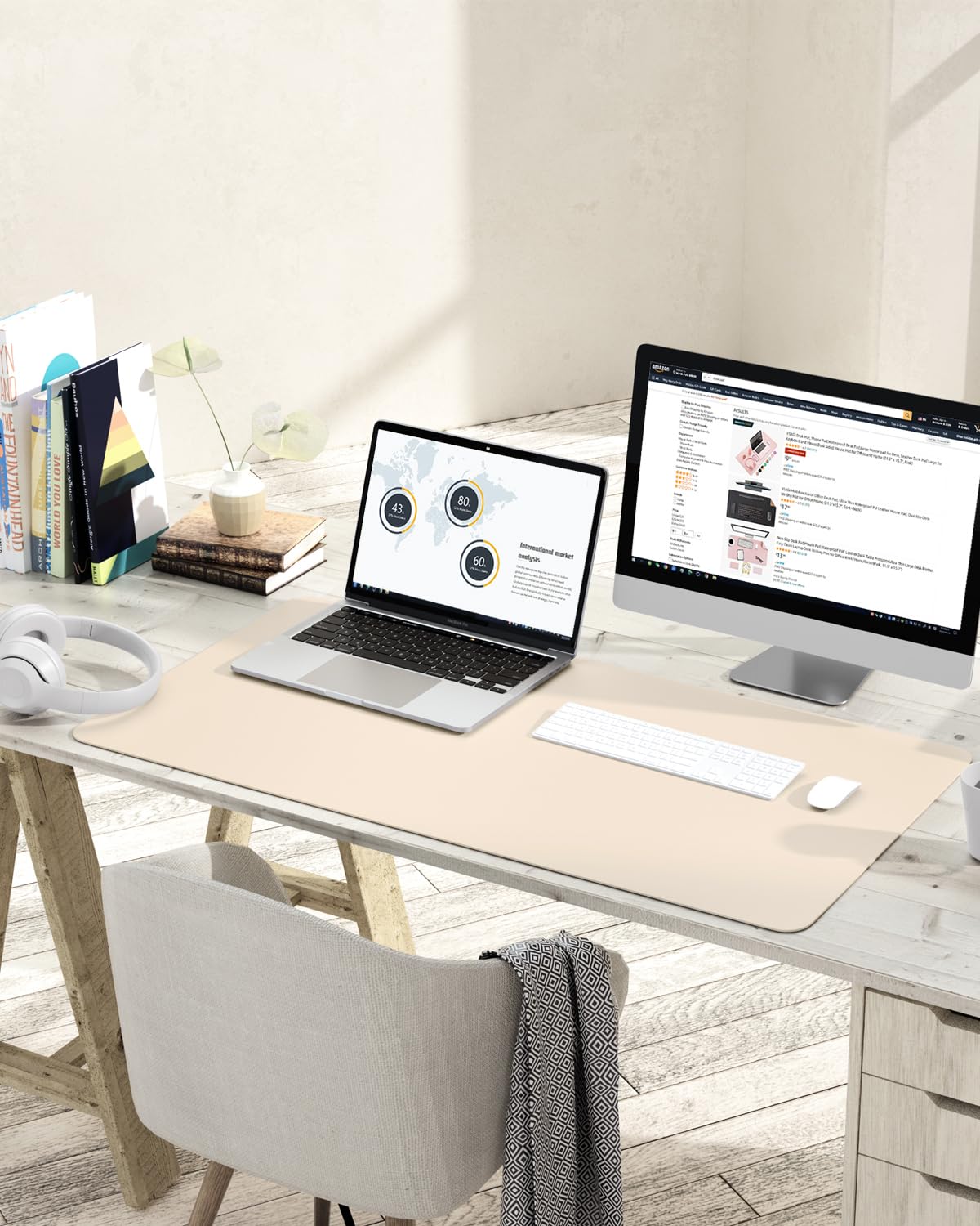 YSAGi Non-Slip Leather Desk Pad, Desk Matt for Desktop, Waterproof Laptop Computer Keyboard Mat