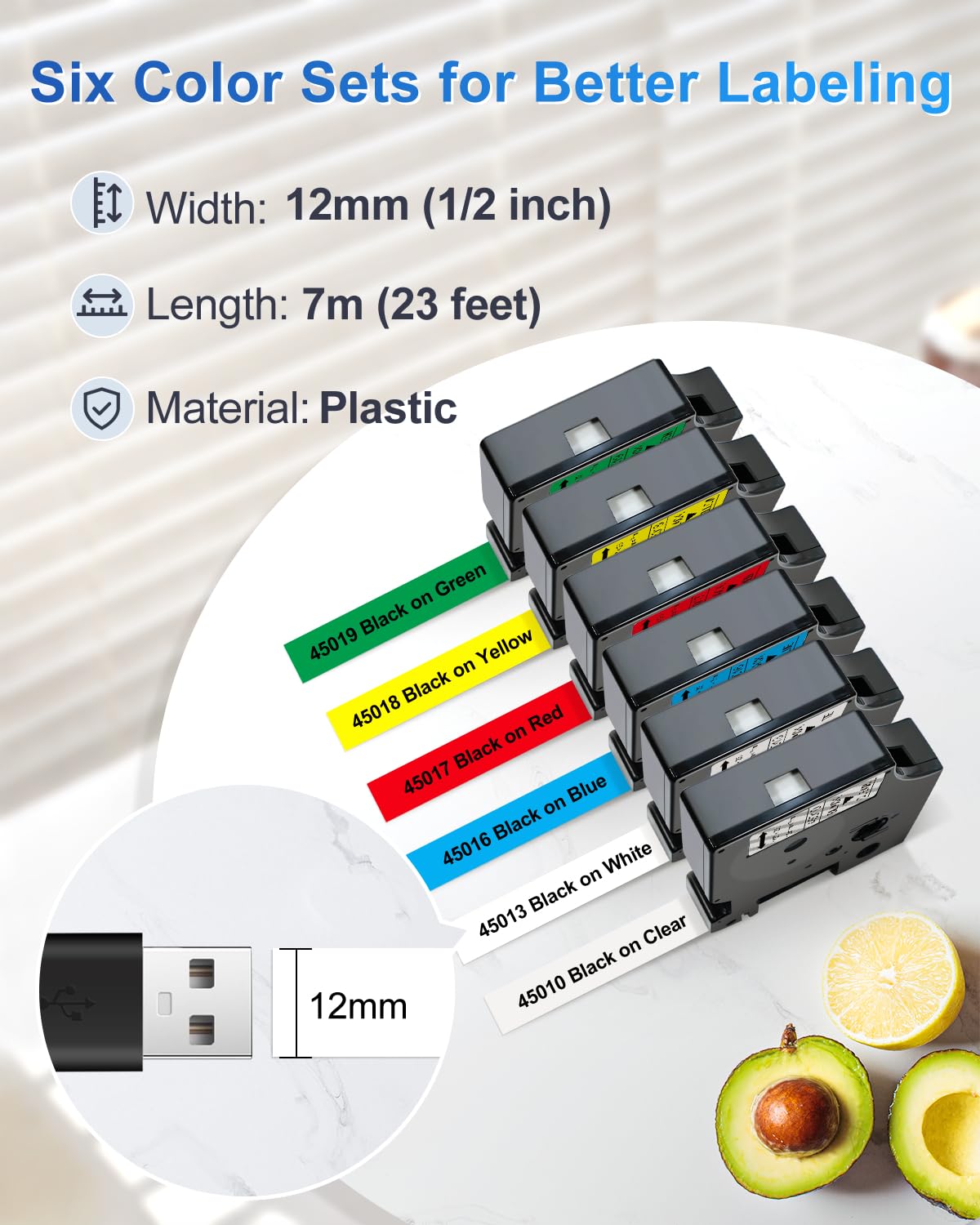 Lonitul Replacement for Dymo D1 Label Maker Refills 1/2 Inch x 23 Ft