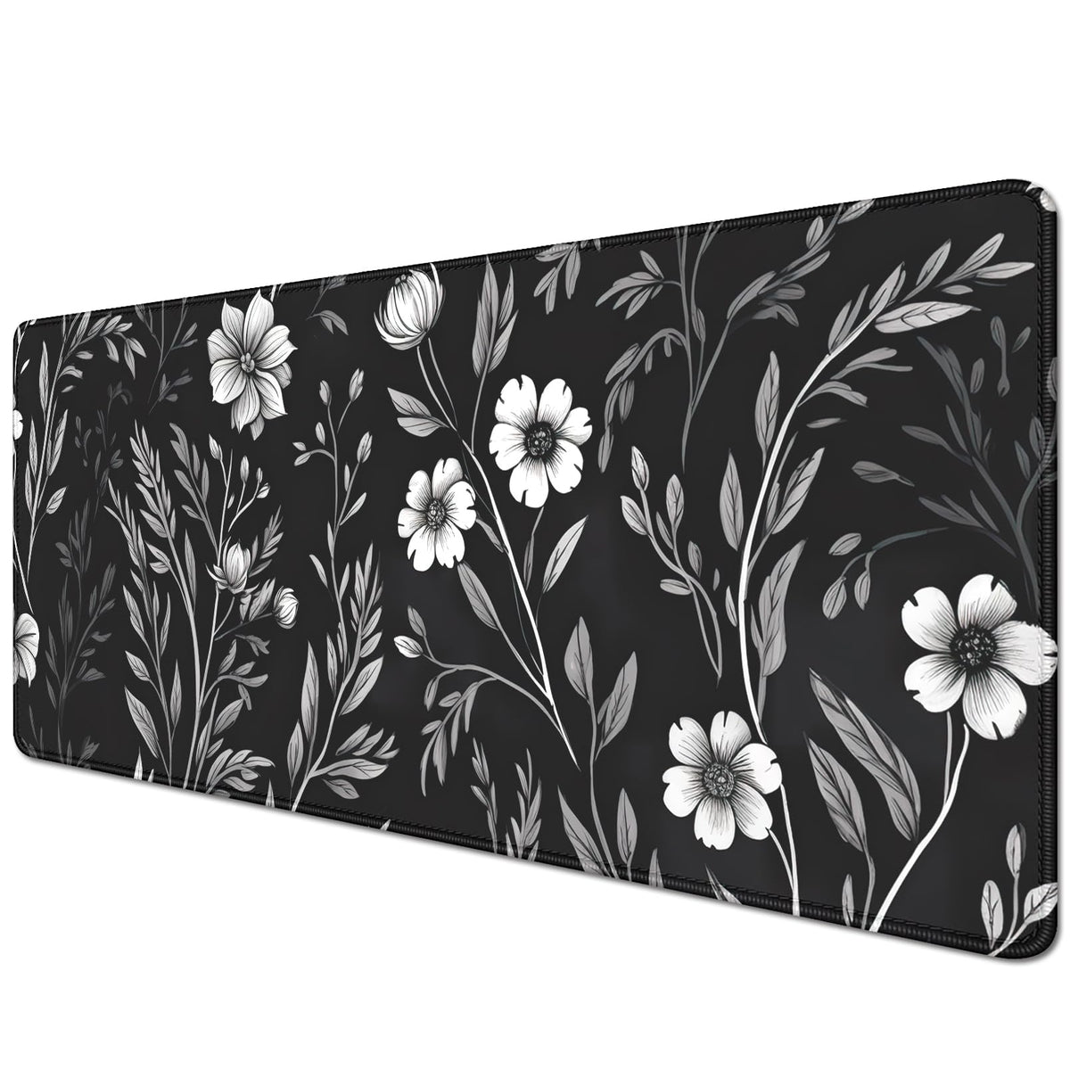 Black and White Mouse Pad Floral Mouse Pad Desk Mats Big Mousepad