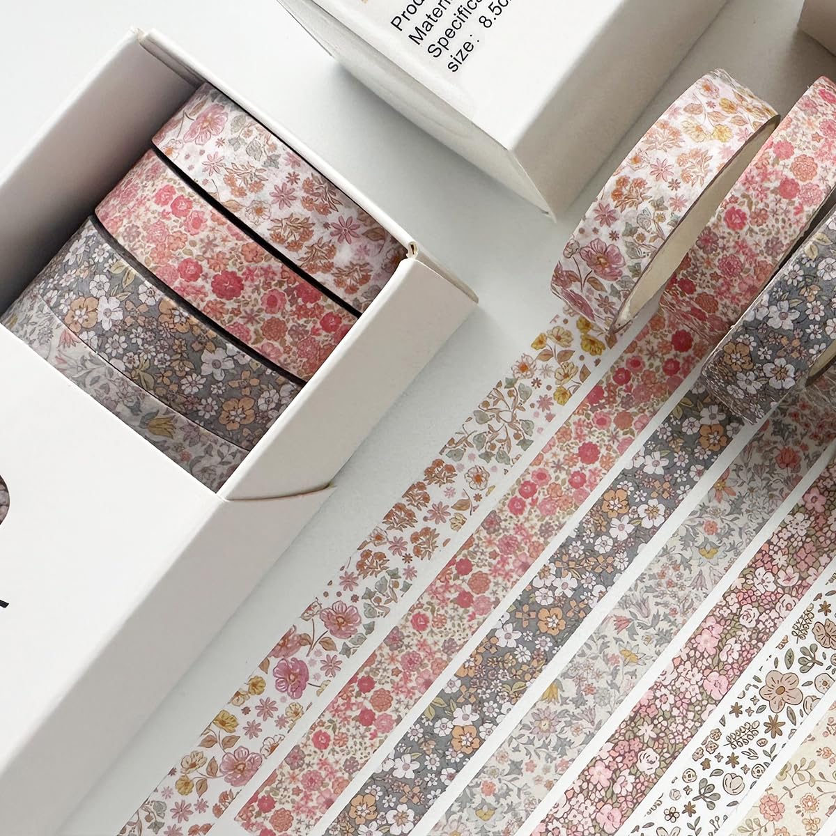 YUBX Vintage Washi Tape Set 8 Rolls Thin Retro Decorative Antique Patterns Masking Tapes for Arts