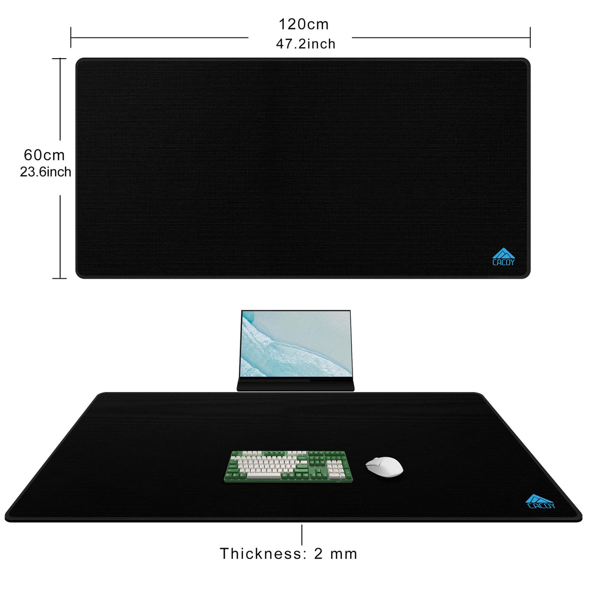 Cacoy 48"x24" XXL Large Gaming Mouse Pad, Non-Slip Computer Desk Mat, Black
