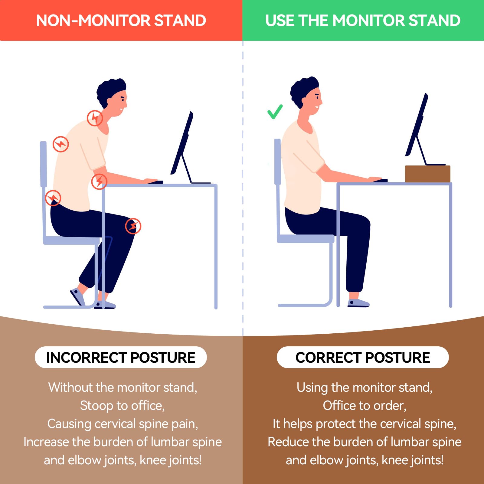 KIRIGEN Wood Monitor Stand Riser for Desk, 23.23 Inch, Brown 59-DBR