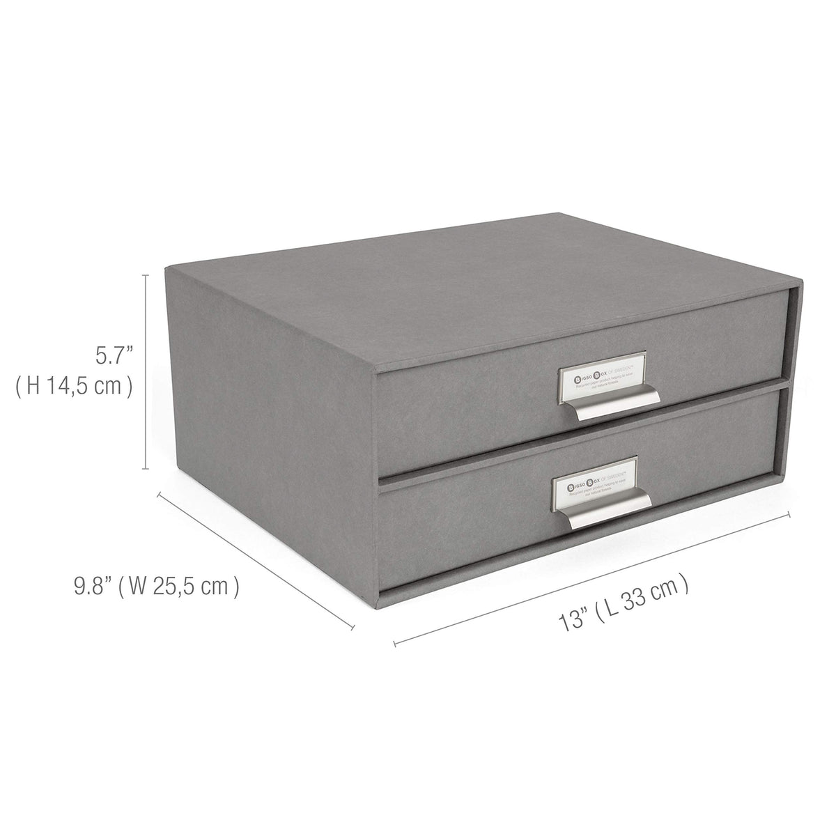 Bigso Box of Sweden Birger 2-Drawer Fiberboard Label Frame Document Letter Box for Loose Papers