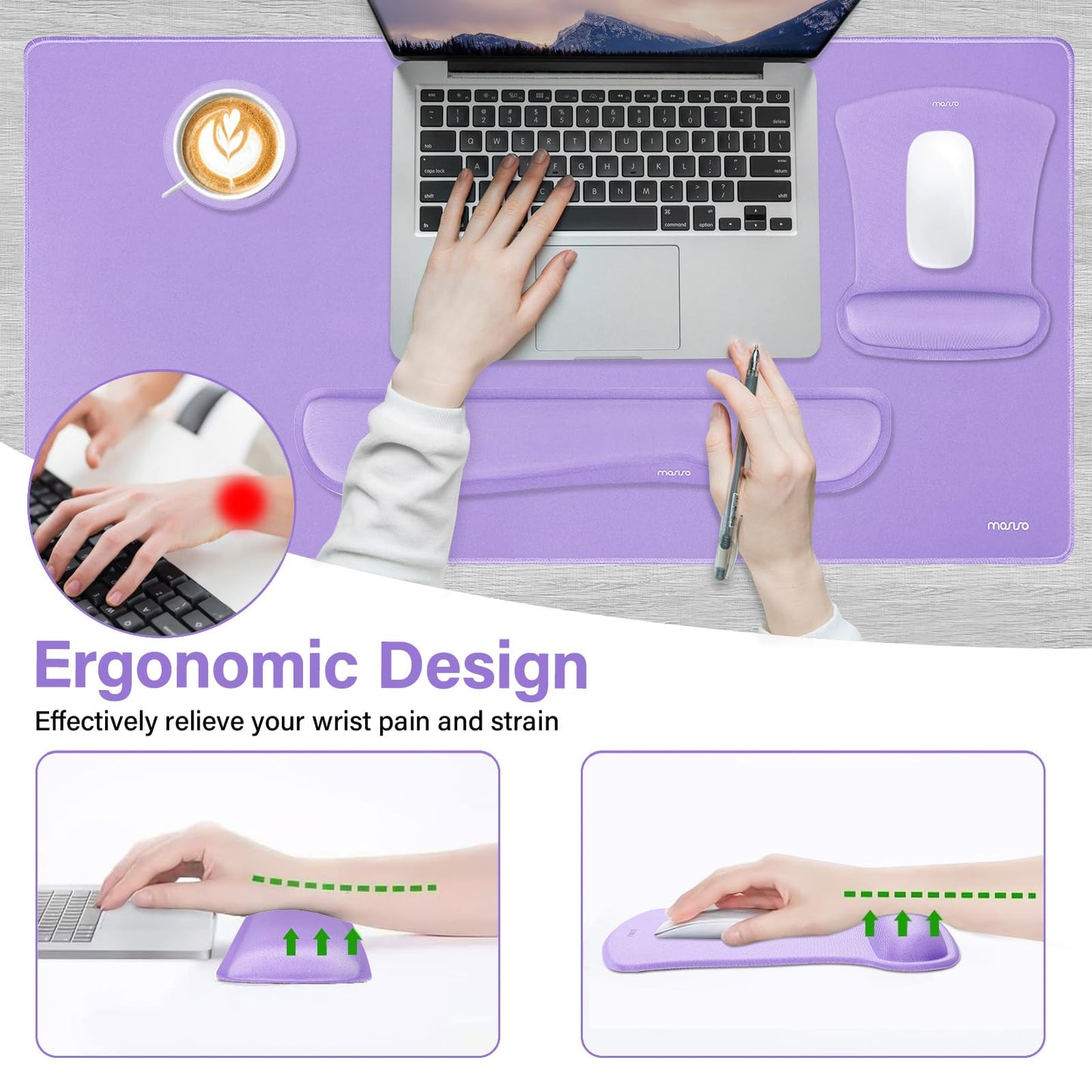 MOSISO Keyboard Mouse Pad Set, Large Gaming Mousepad&Keyboard Wrist Rest
