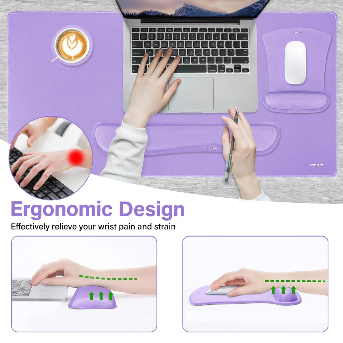 MOSISO Keyboard Mouse Pad Set, Large Gaming Mousepad&Keyboard Wrist Rest