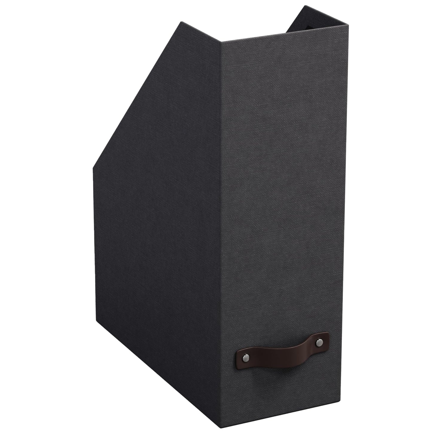 Bigso Estelle Fibreboard Magazine Holder with Leather Handle - Magazine File Holder and Organizer