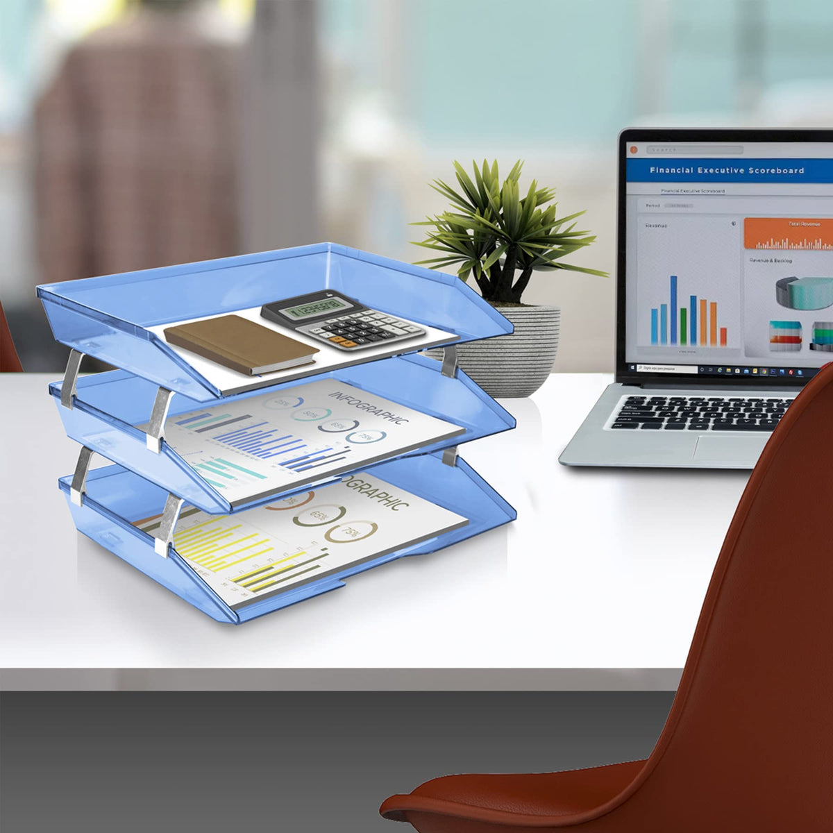 Acrimet Facility 3 Tier Letter Tray, Side Load, Letter Size/A4, Desktop File Organizer, Plastic
