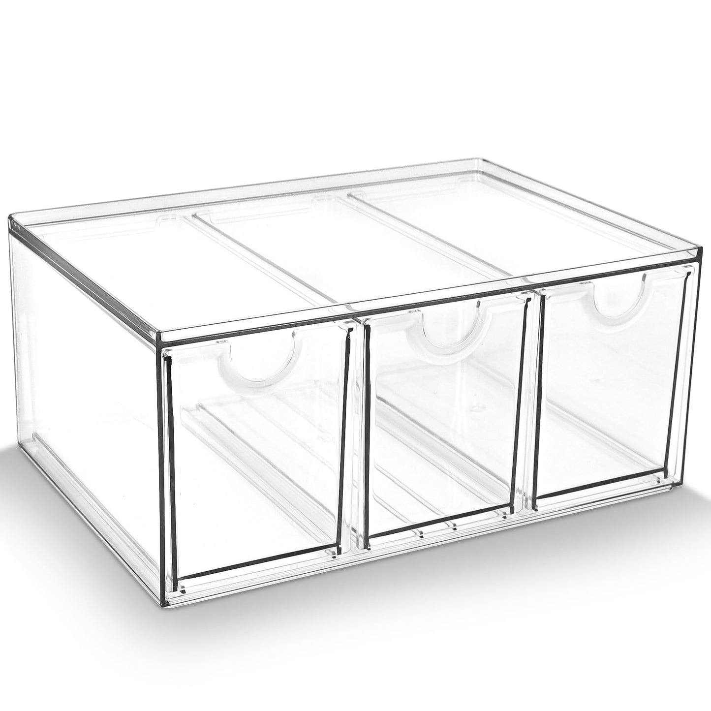 Prsildan Acrylic Makeup Organizer Stackable Storage Drawers with 3 Drawers for Office Desk Vanity