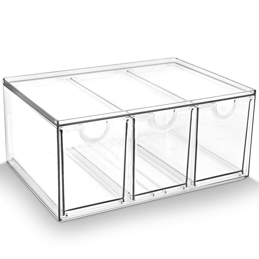 Prsildan Acrylic Makeup Organizer Stackable Storage Drawers with 3 Drawers for Office Desk Vanity
