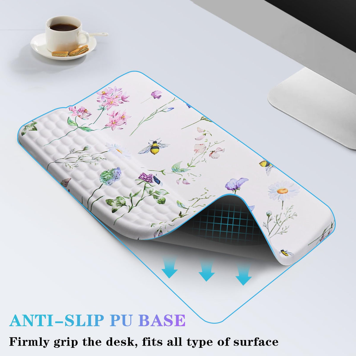 Computer Keyboard Stand with Wrist Rest, Ergonomic Tilted Keyboard Holder - Keyboard Riser with
