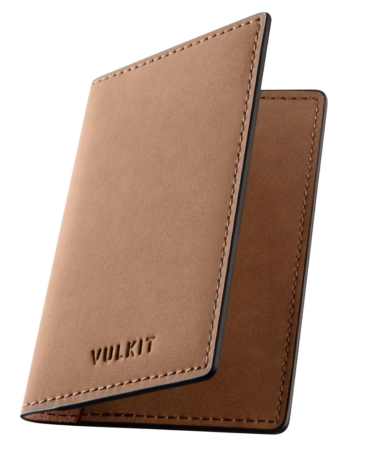 VULKIT Leather Business Card Holder 2 Sided Slim Business Name Card Organizer for Men or Women