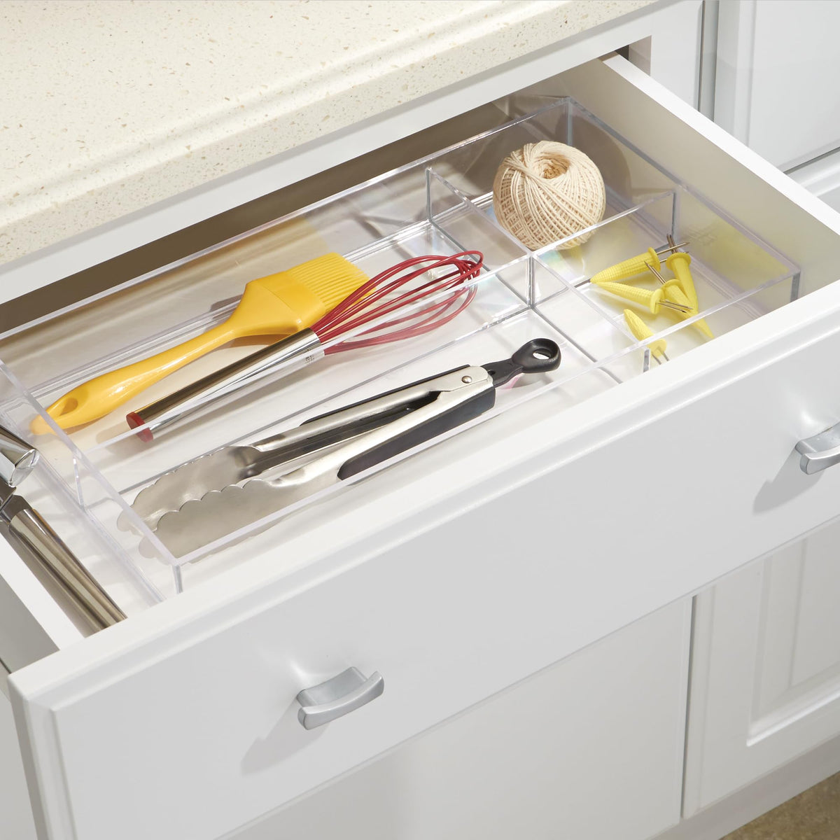 iDesign Clarity Plastic Divided Drawer Organizer, Storage Container for Vanity, Bathroom, Kitchen