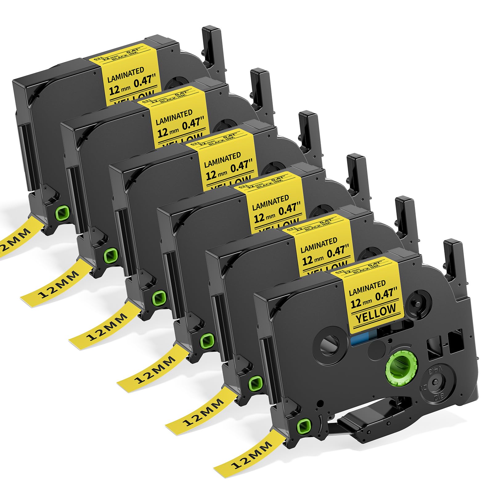 TZe-631 Black on Yellow Tape 12mm Compatible for Brother PTouch Label Maker
