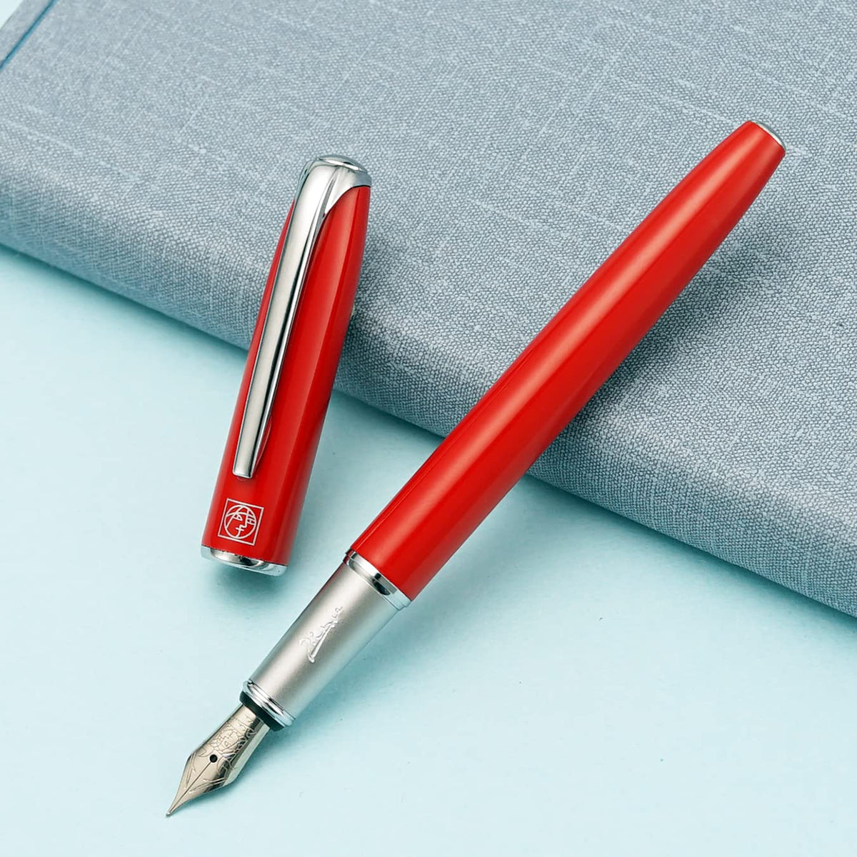 erofa Picasso 916 Red Fountain Pen with Gift Box Calligraphy Writing Pen Set Bent Nib Fude 1.0mm