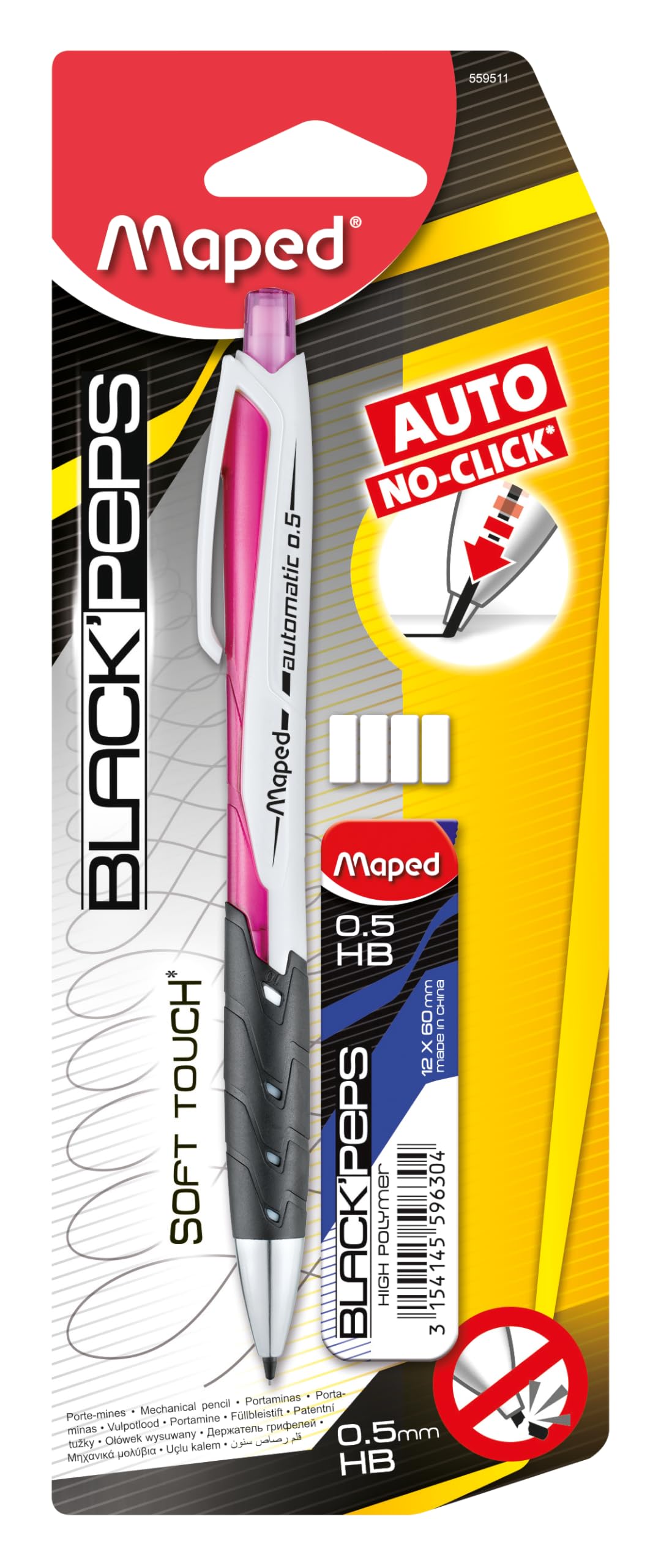Maped - Blackpeps 0,5 mm lead holder + graffiti - random color - 3 pieces