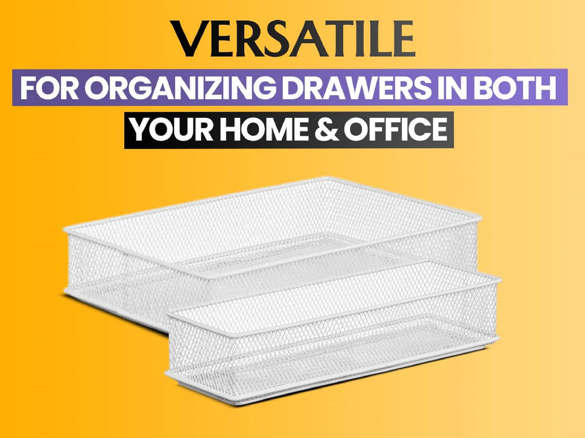 YBM HOME Silver Mesh Drawer Cabinet and or Shelf Organizer Bins, School Supply Holder Office