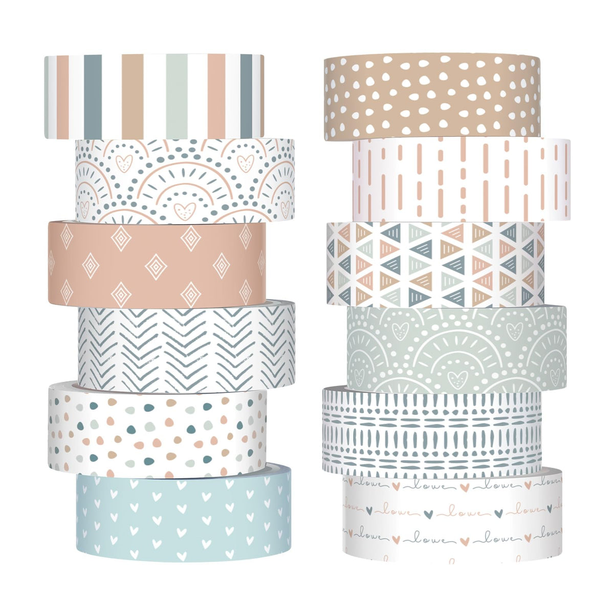 YooNotee 12 Rolls Floral Washi Tape Set,Morandi Tones,Boho