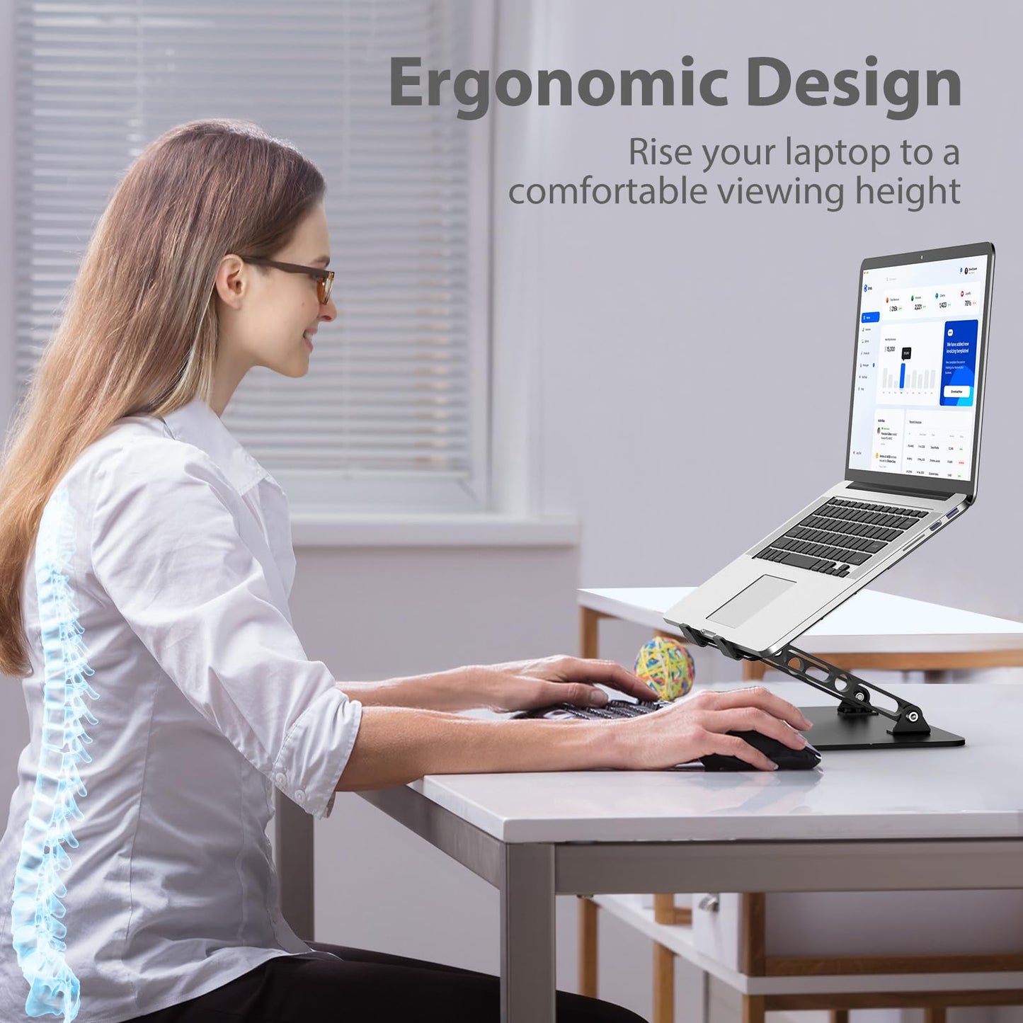Gogoonike Adjustable Laptop Stand for Desk, Metal Laptop Riser Holder