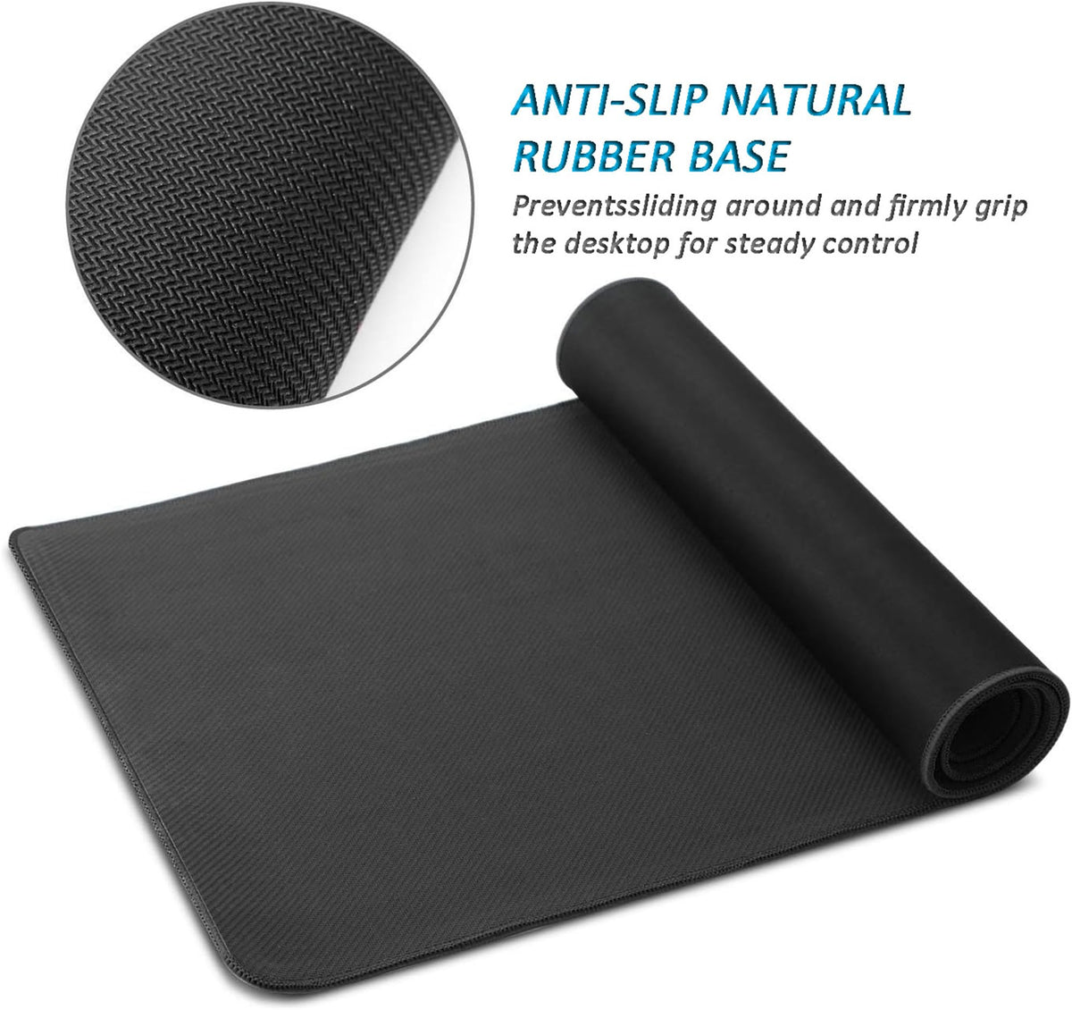 LL-COEUR Black XXL Laptop Mouse Mat 27.5x15.7x0.12inch, Large Desk Protector Pad with Non-Slip